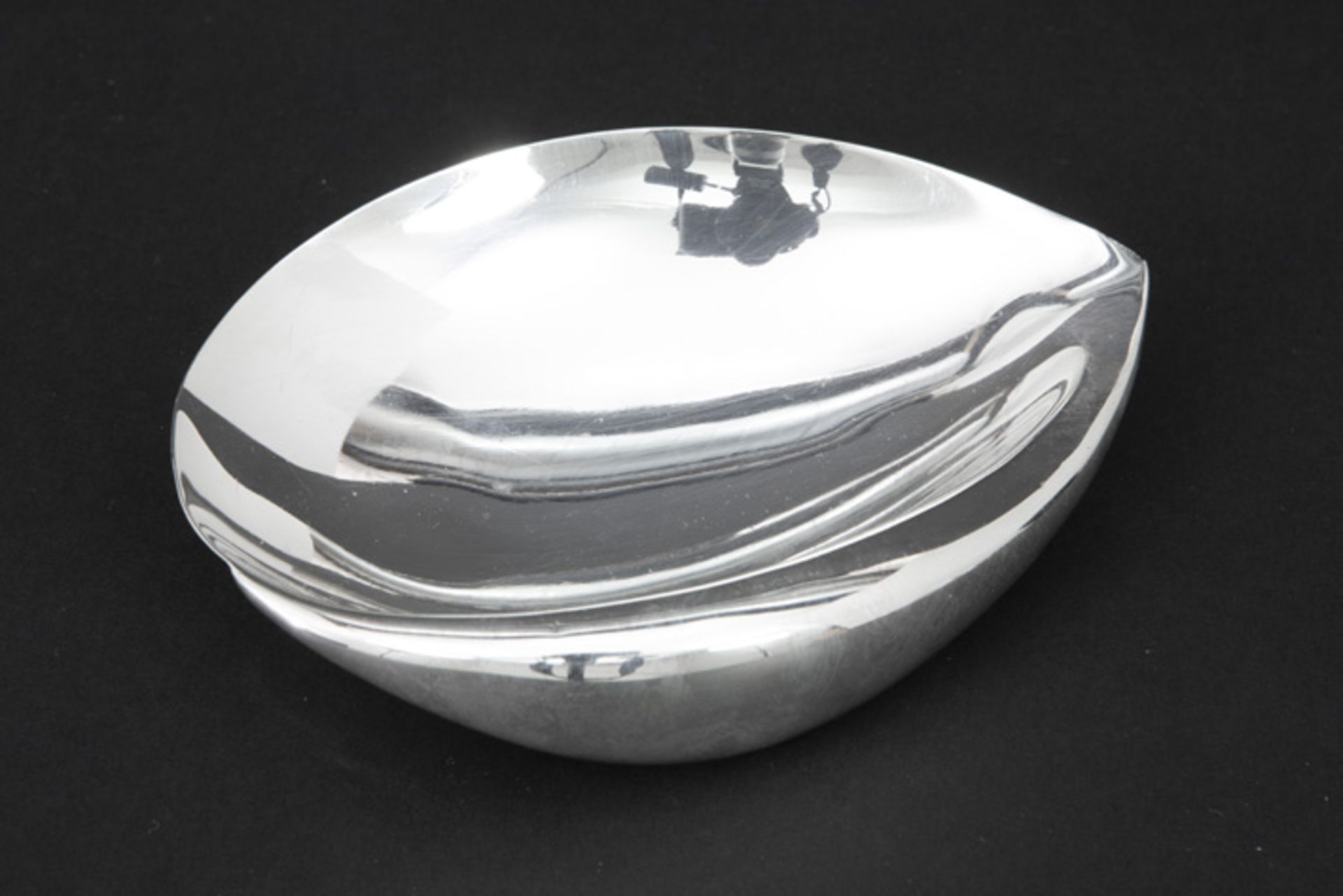 fifties' Tapio Wirkkala leafshaped design dish in marked and 1956 dated silver - with his