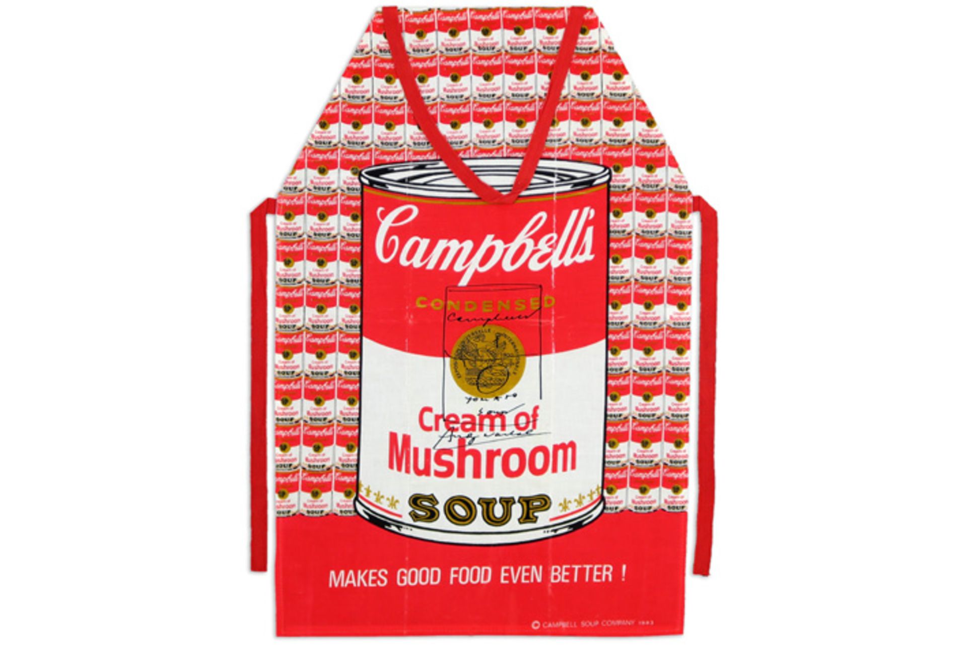 Andy Warhol signed drawing on a "Campbell's Tomato Soup" apron - framed||WARHOL ANDY (1930 - 1987) t