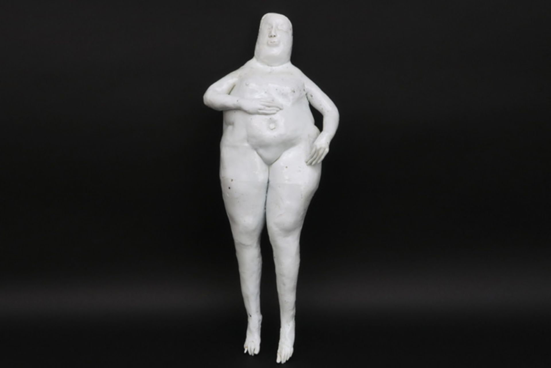 rare and unique 20th Cent. sculpture in porcelain signed José Vermeersch with a typical theme - to