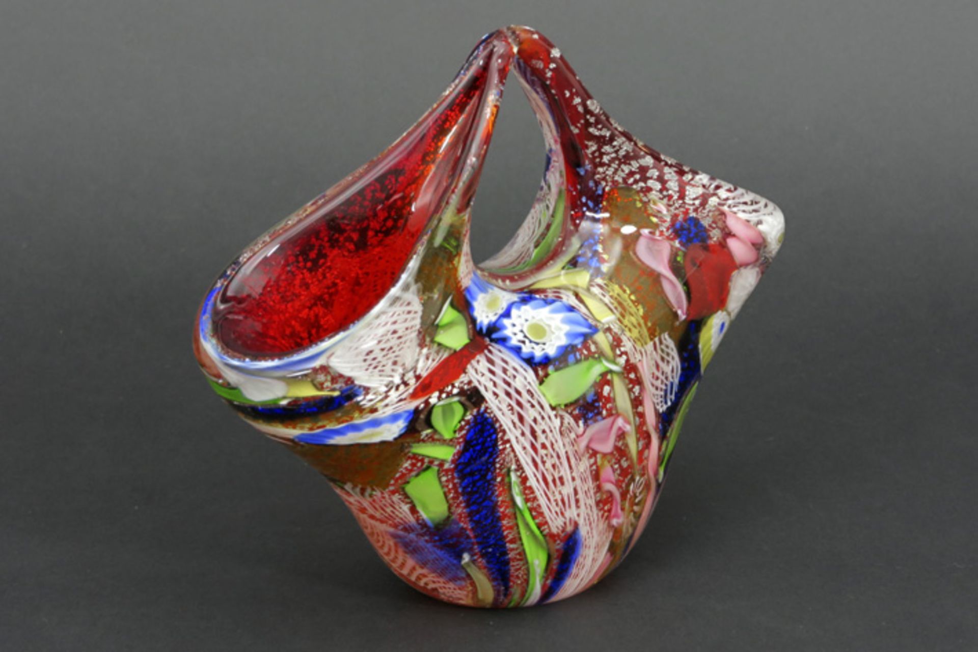 basket shaped AVEM "Bizantino" vase in glass dd 1956||ARTE VETRERIA MURANESE (AVEM) - MURANO - Image 2 of 5
