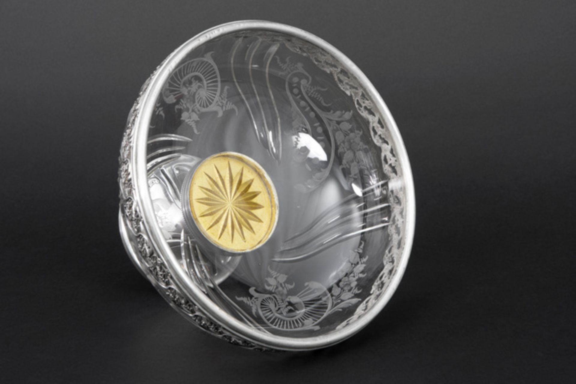 19th. Cent. French antique fruit bowl in crystal with mounting in marked silver||LOUIS COIGNET - Image 3 of 3