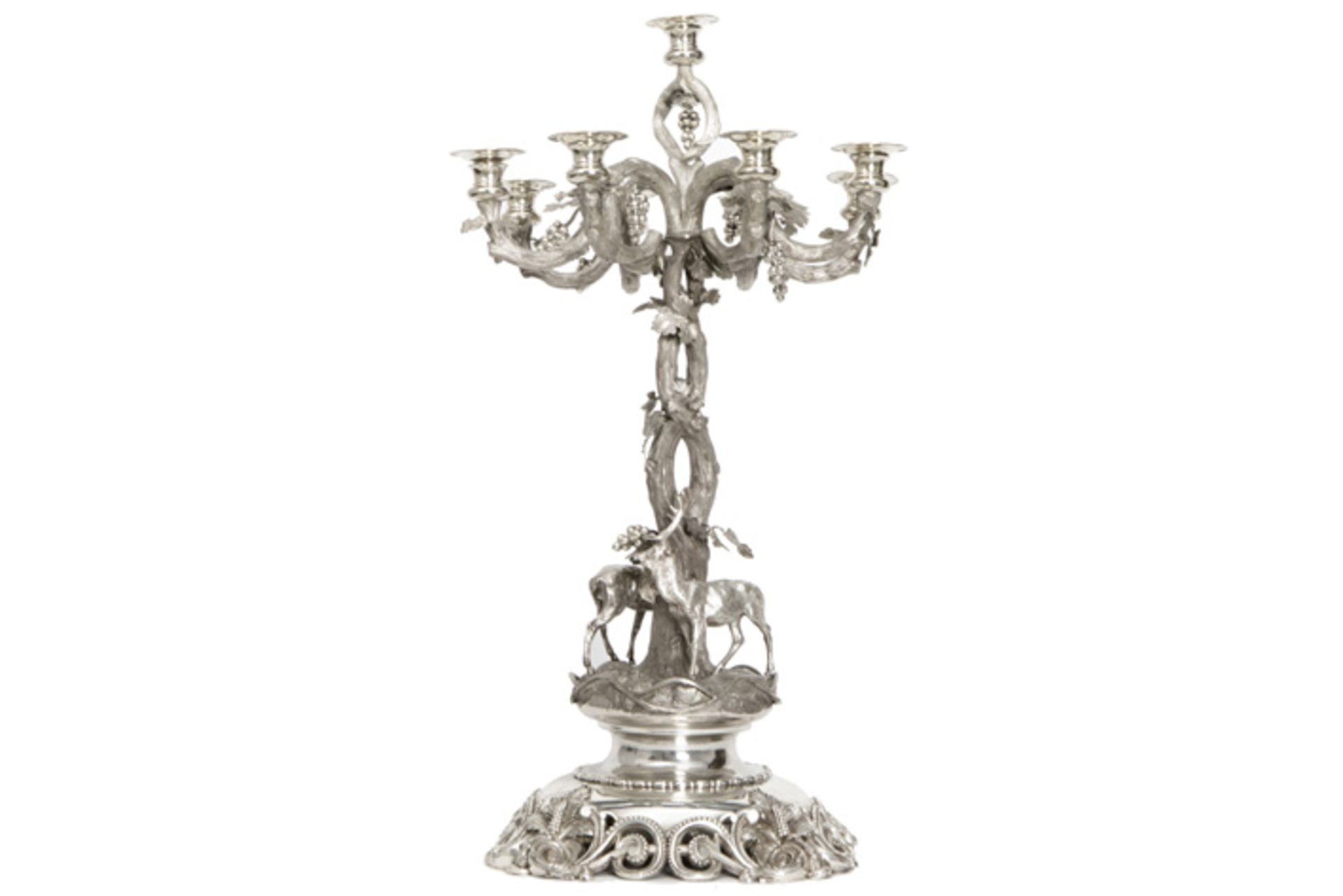 antique Belgian candelabra in silver marked with an export mark ||Antieke vrij imposante Belgische - Image 4 of 5