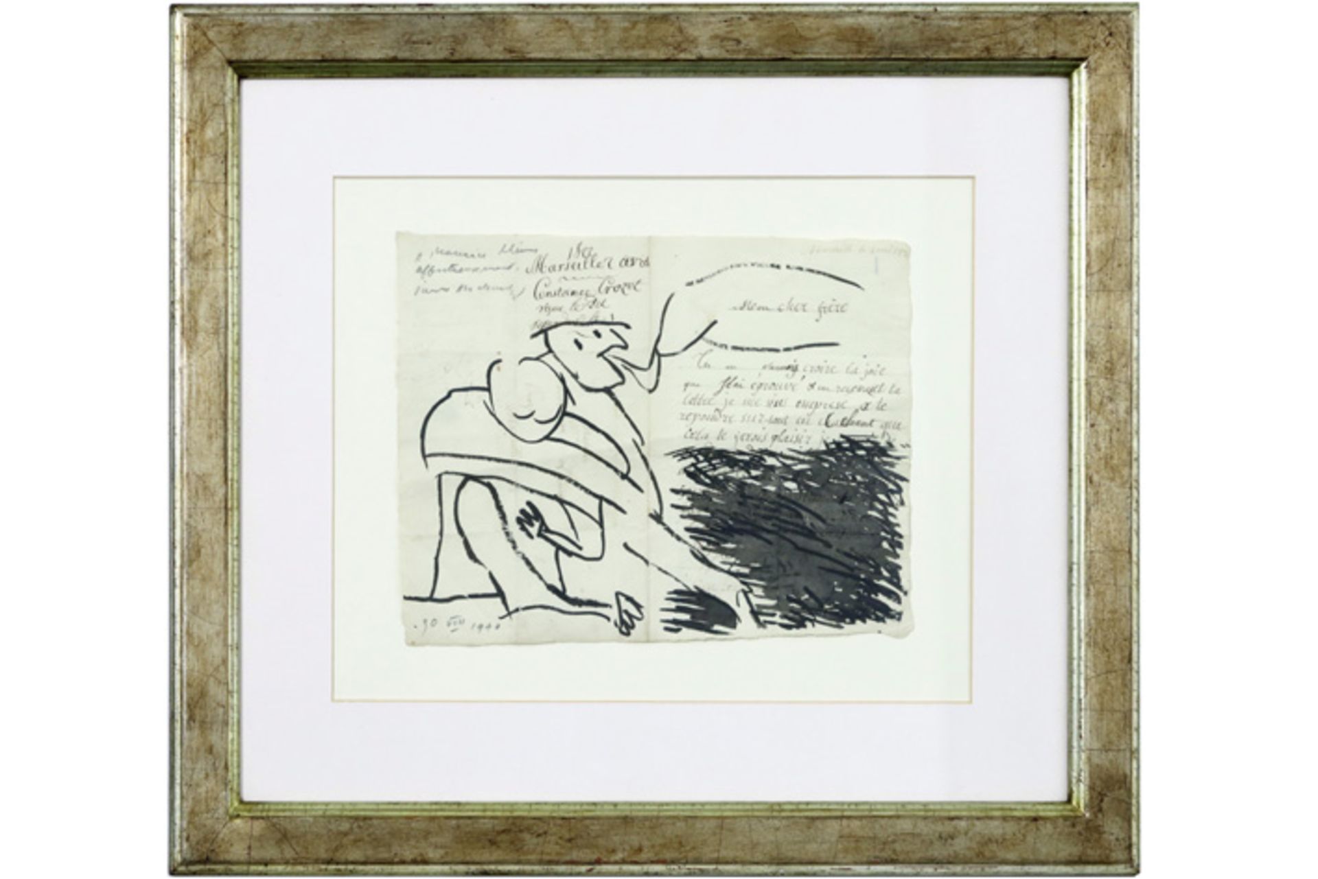 original 20th Cent. mixed media titled "My dear brother" - signed Alechinsky, dated 1970 and with - Image 3 of 3