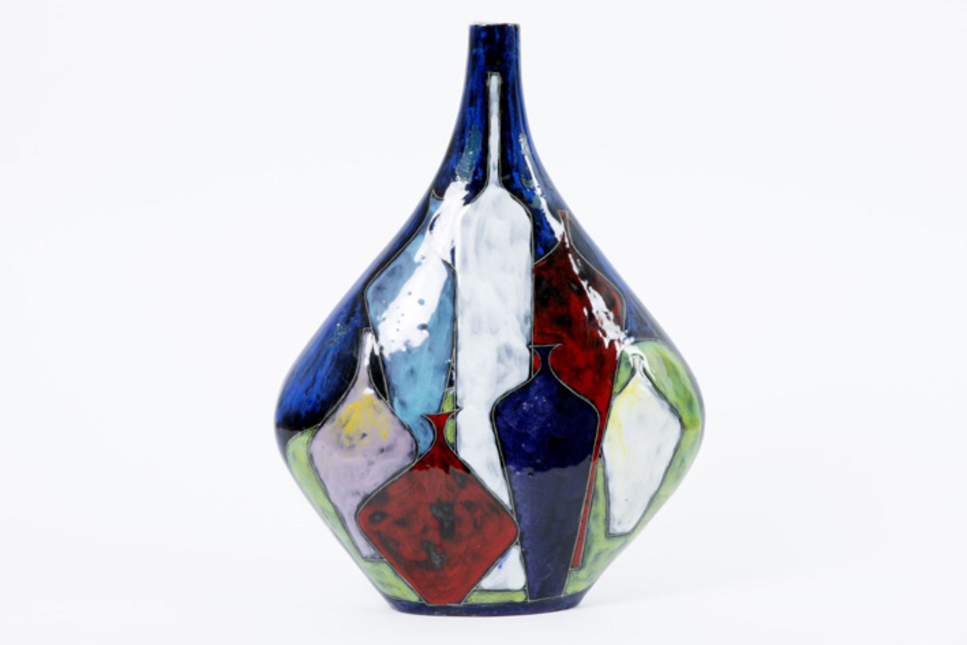 Italian "Marcello Fantoni" vase in glazed earthenware - signed and marked 'Fantoni Italy'||FANTONI M
