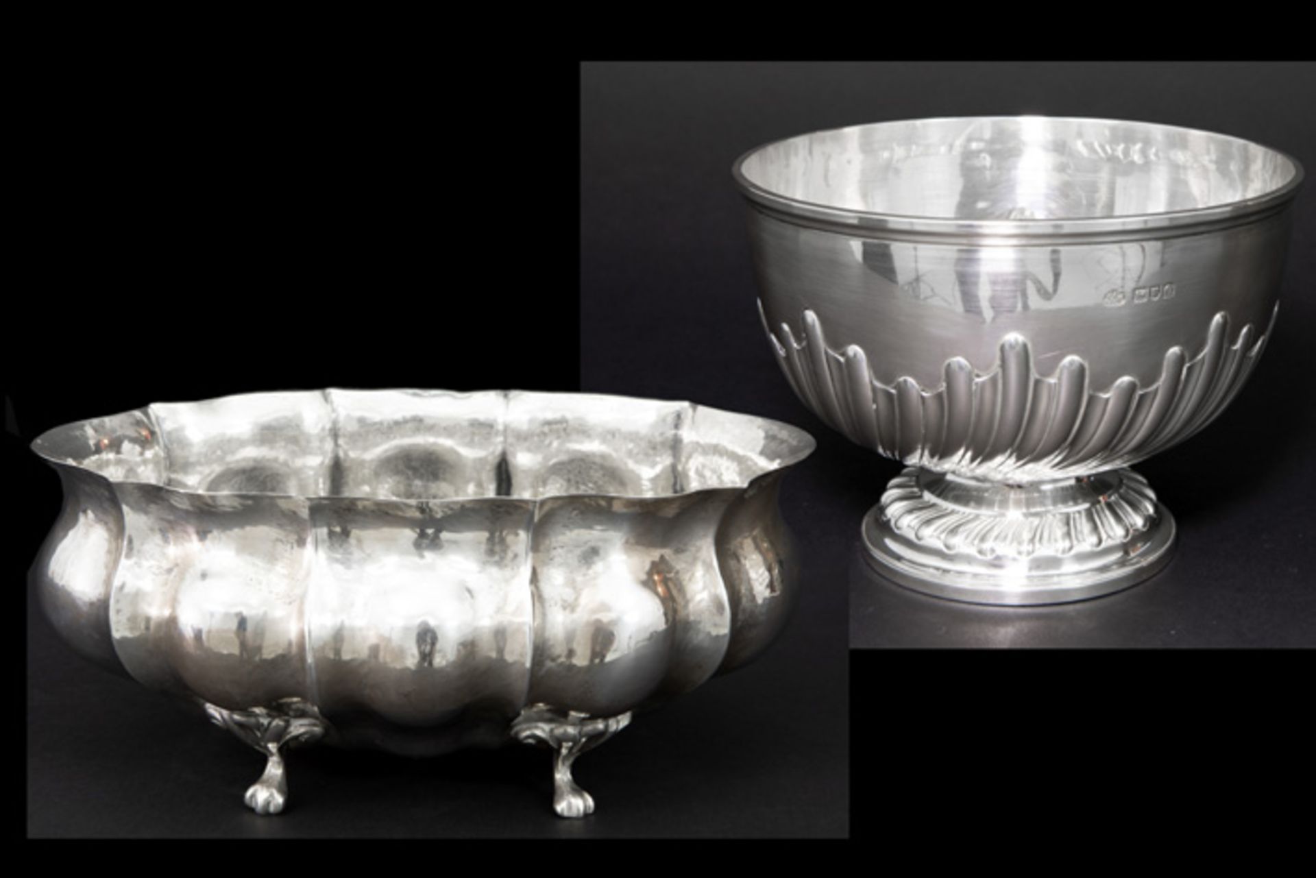 English "Elkington" bowl and basket in marked silver||Lot (2) massief zilver met een kleine