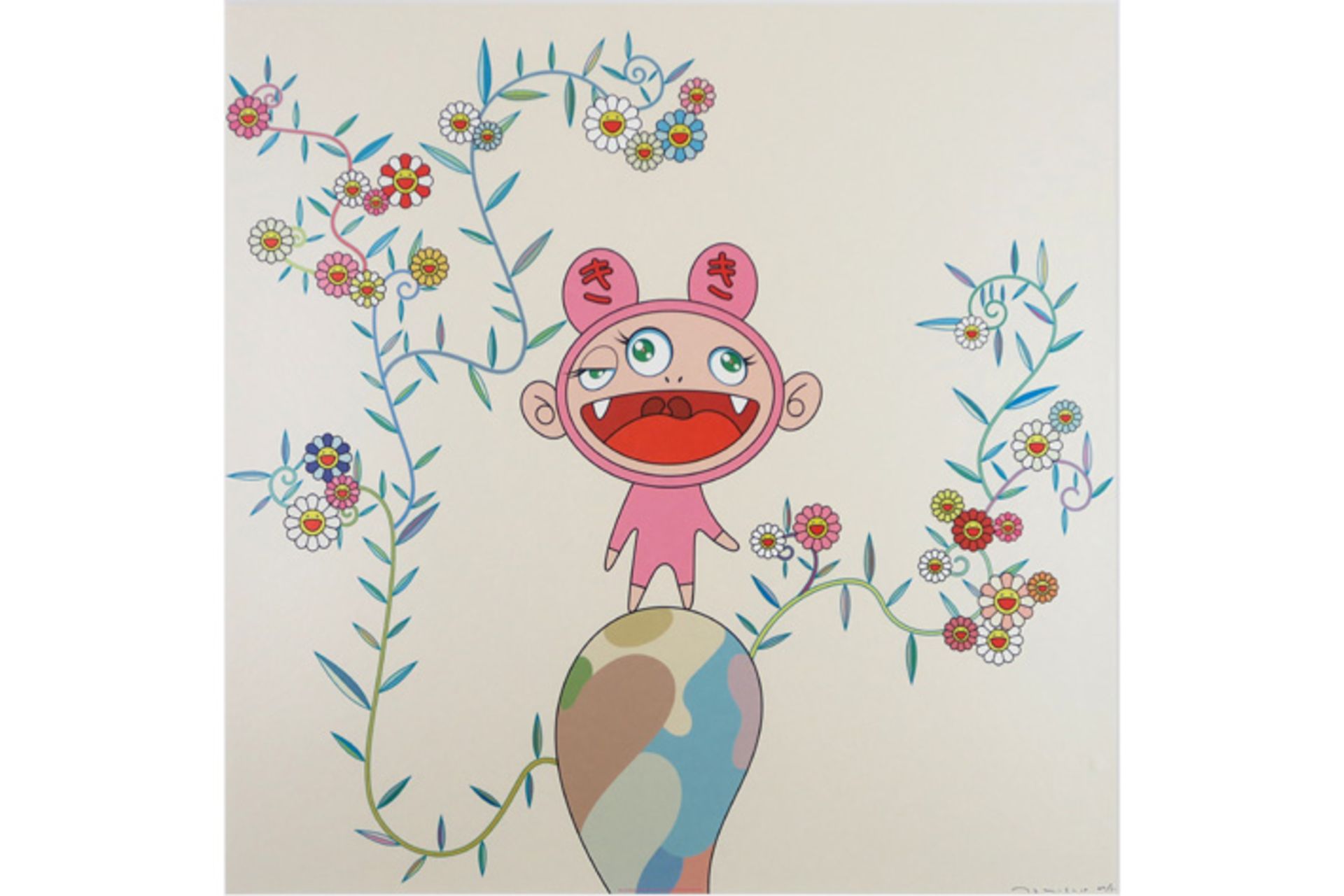 Takashi Murakami signed "Kiki with Moss" lithograph printed in colors (on smooth wove paper) dd