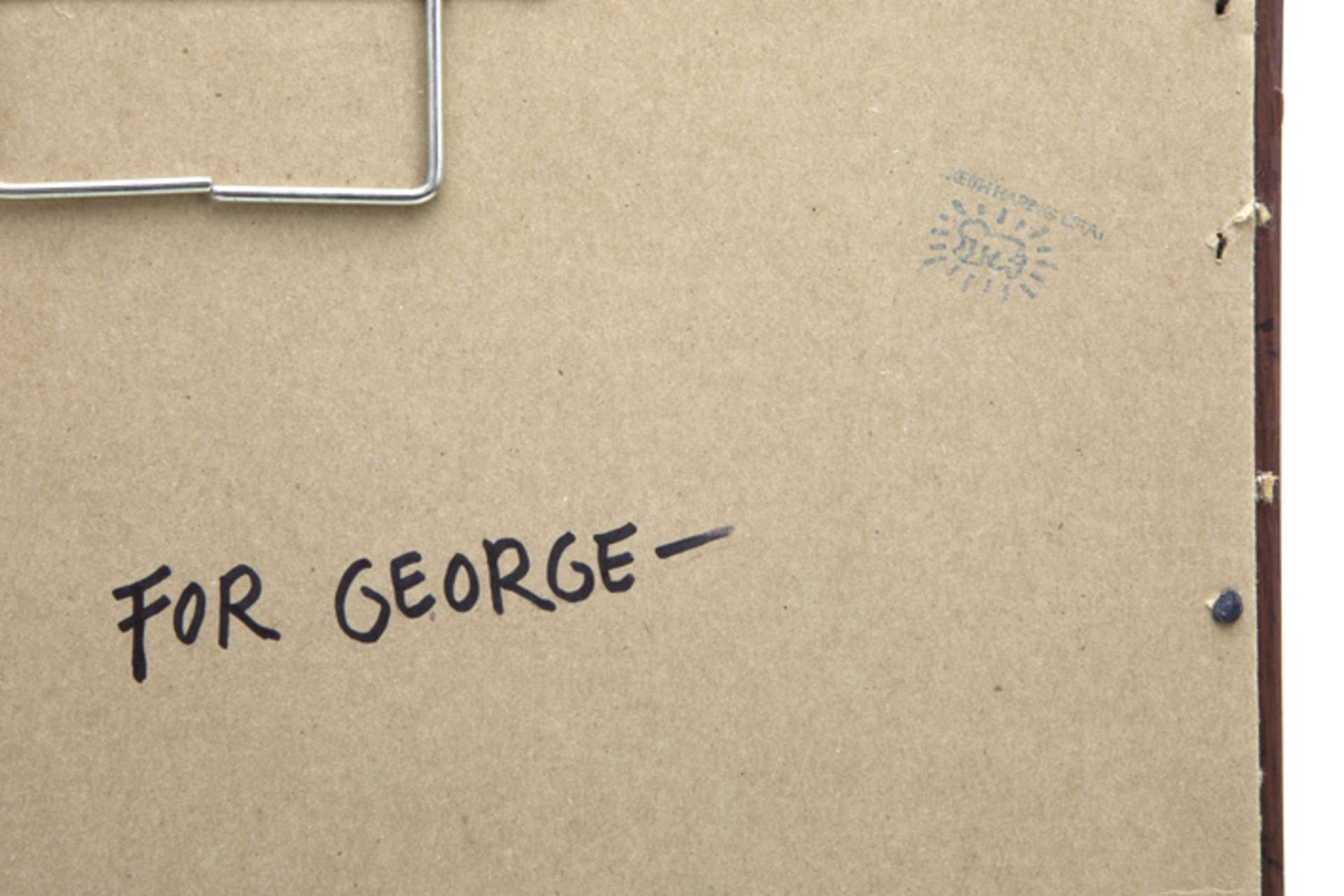 Keith Haring signed drawing dated (19)85 - with on the back a dedication "For George", a stamp of - Image 7 of 7