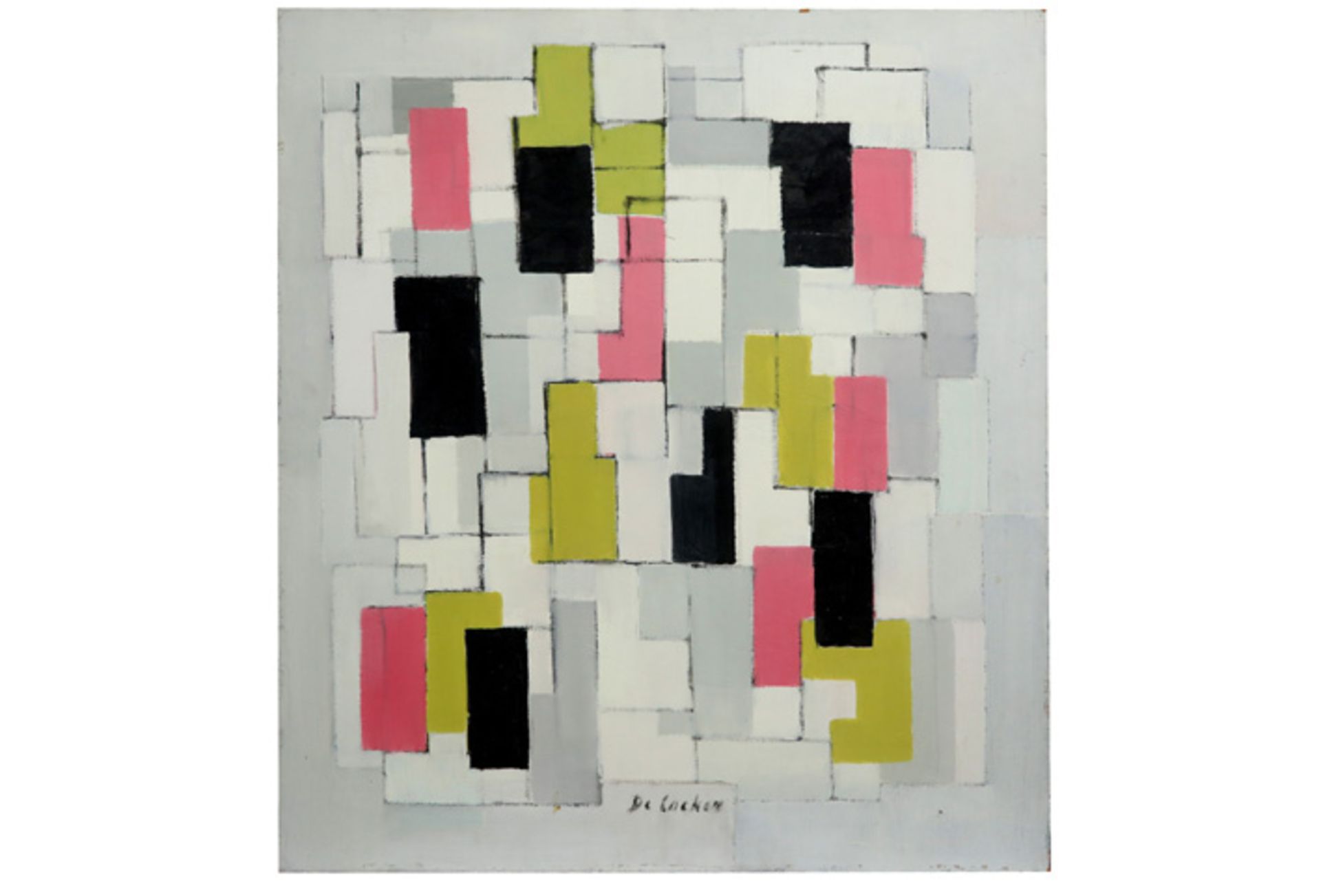 20th Cent. Belgian abstract oil on panel - signed Henri De Cocker || DE COCKER HENRI (1908 - 1978)