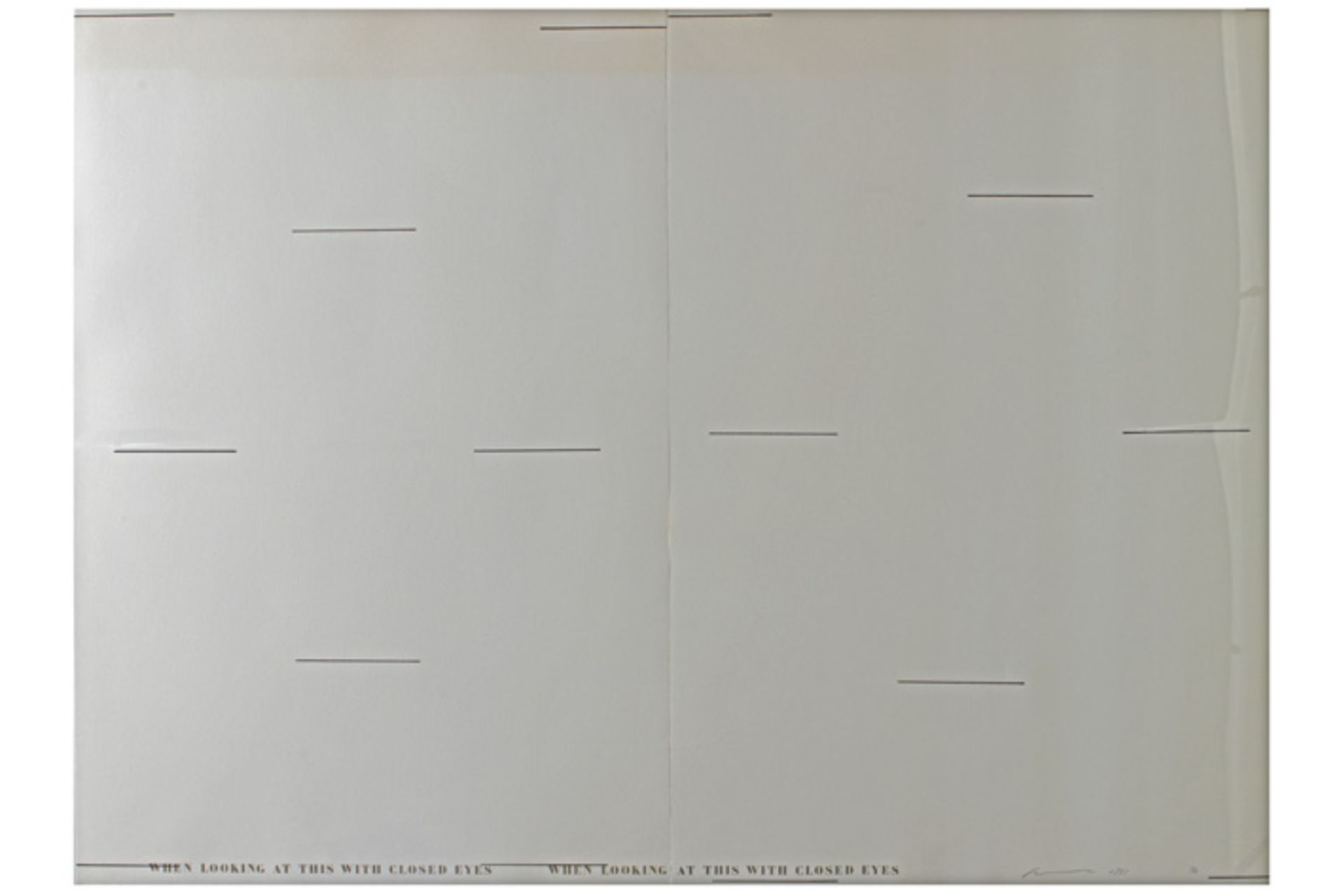 Shusaku Arakawa signed "When looking at this with closed eyes" lithograph - dd 1991 || ARAKAWA