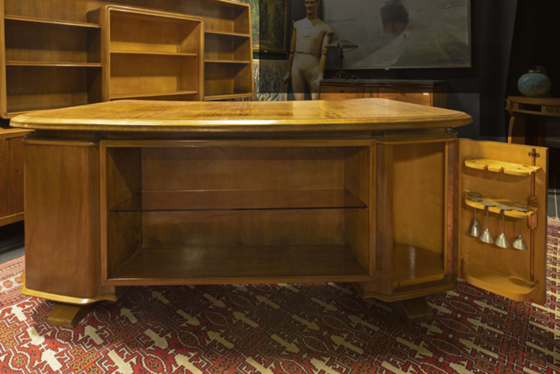 Art Deco suite in walnut with an elegant desk, a library bookcase with quite special design and a - Image 2 of 7