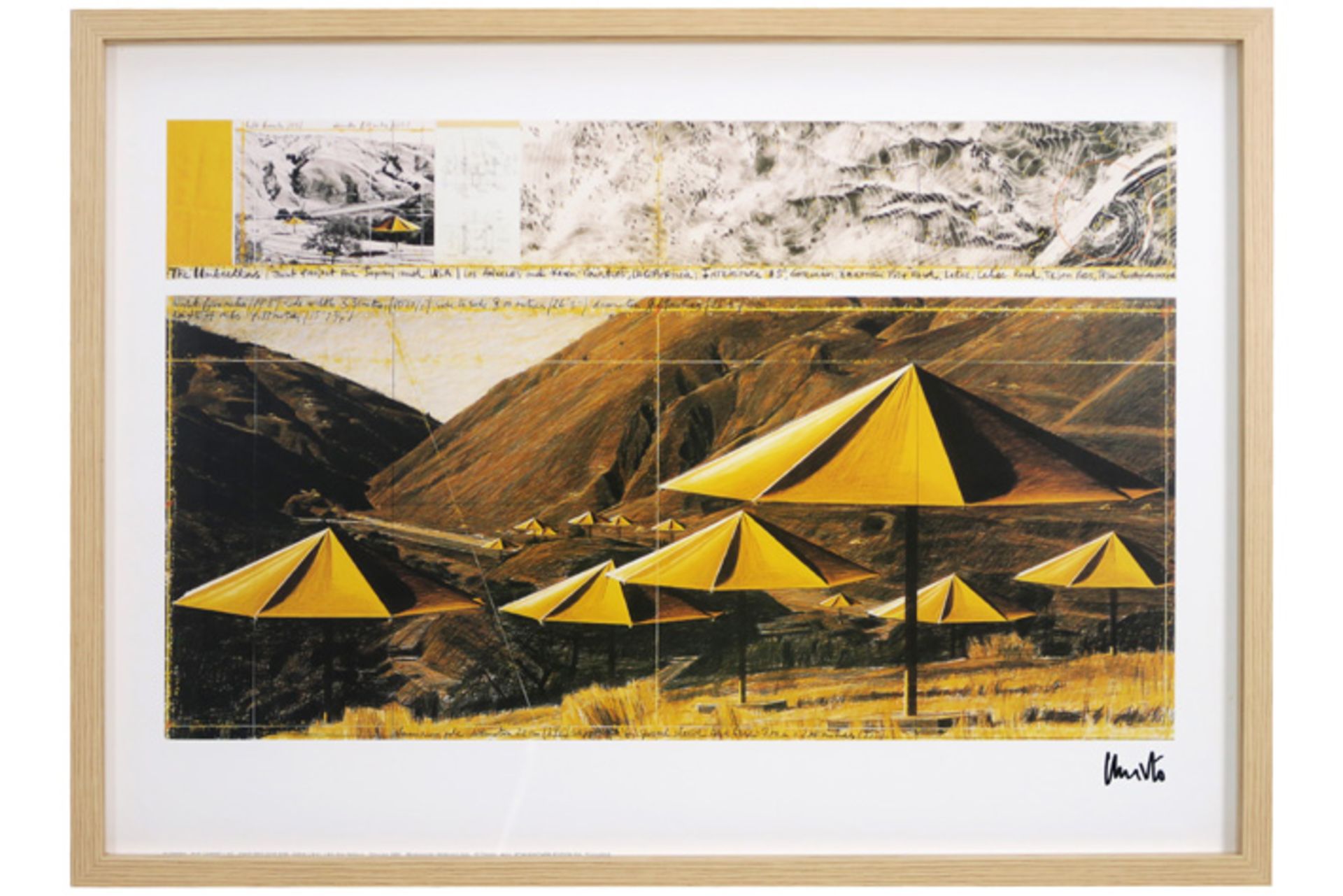 Christo and Jeanne-Claude signed offset print of the project "The Umbrella's" || CHRISTO (1935 - - Bild 3 aus 3