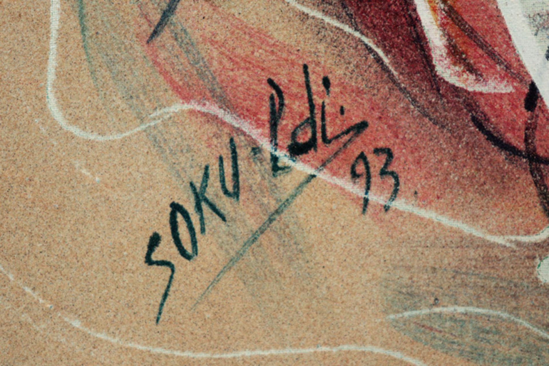 20th Cent. African oil on canvas - signed Ldi Soku || SOKU LDI (20° EEUW) olieverfschilderij op doek - Bild 2 aus 3