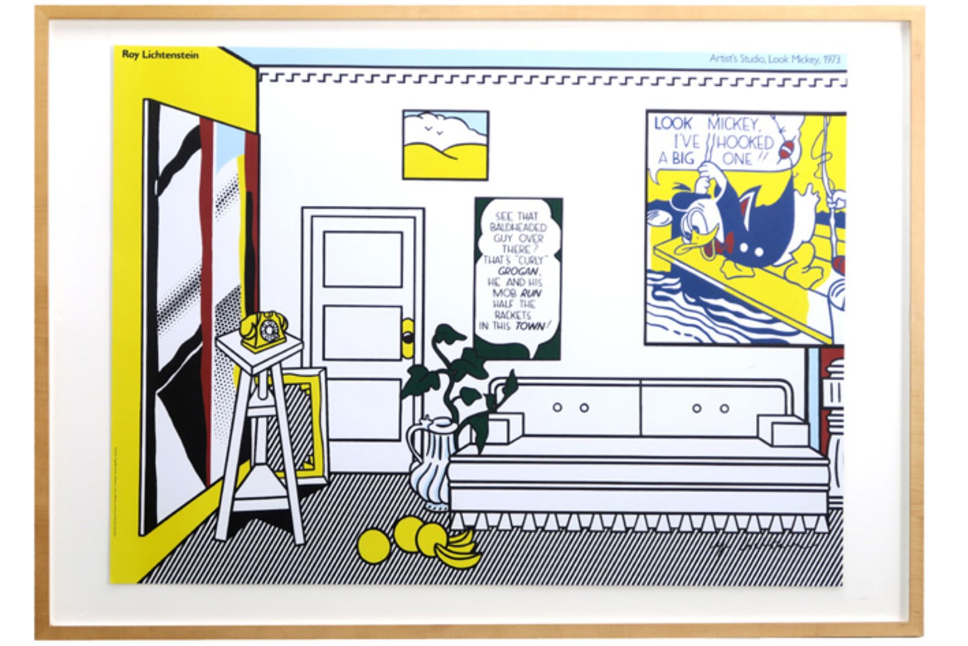 Roy Lichtenstein handsigned print/poster with the representation of Donald Duck, titled "Look Mickey - Image 3 of 3