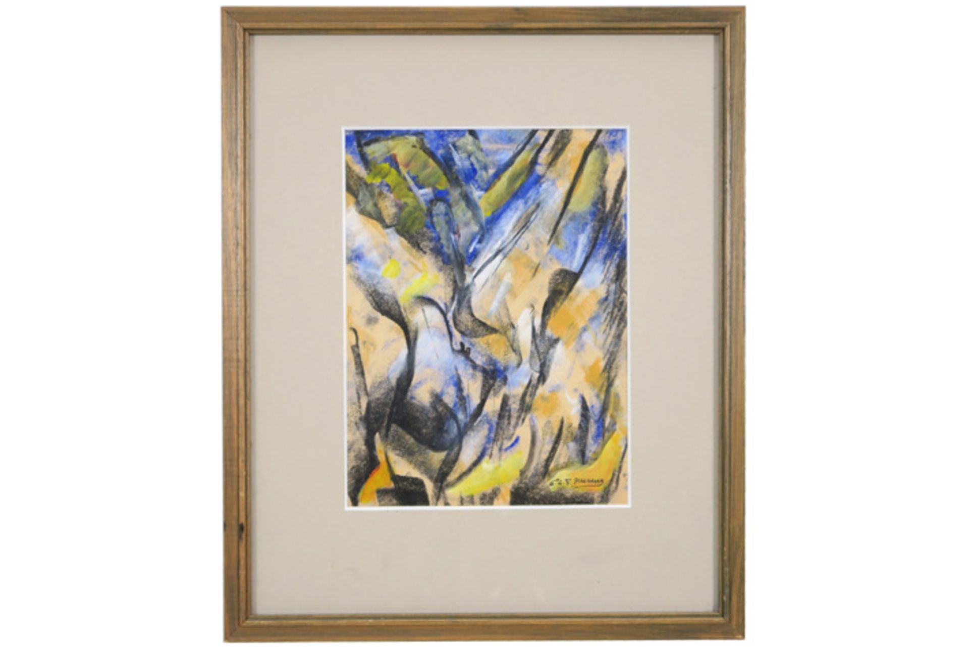 20th Cent. Belgian mixed media (charcoal and aquarelle) - signed Edouard L.T. Mesens || MESENS - Image 3 of 3