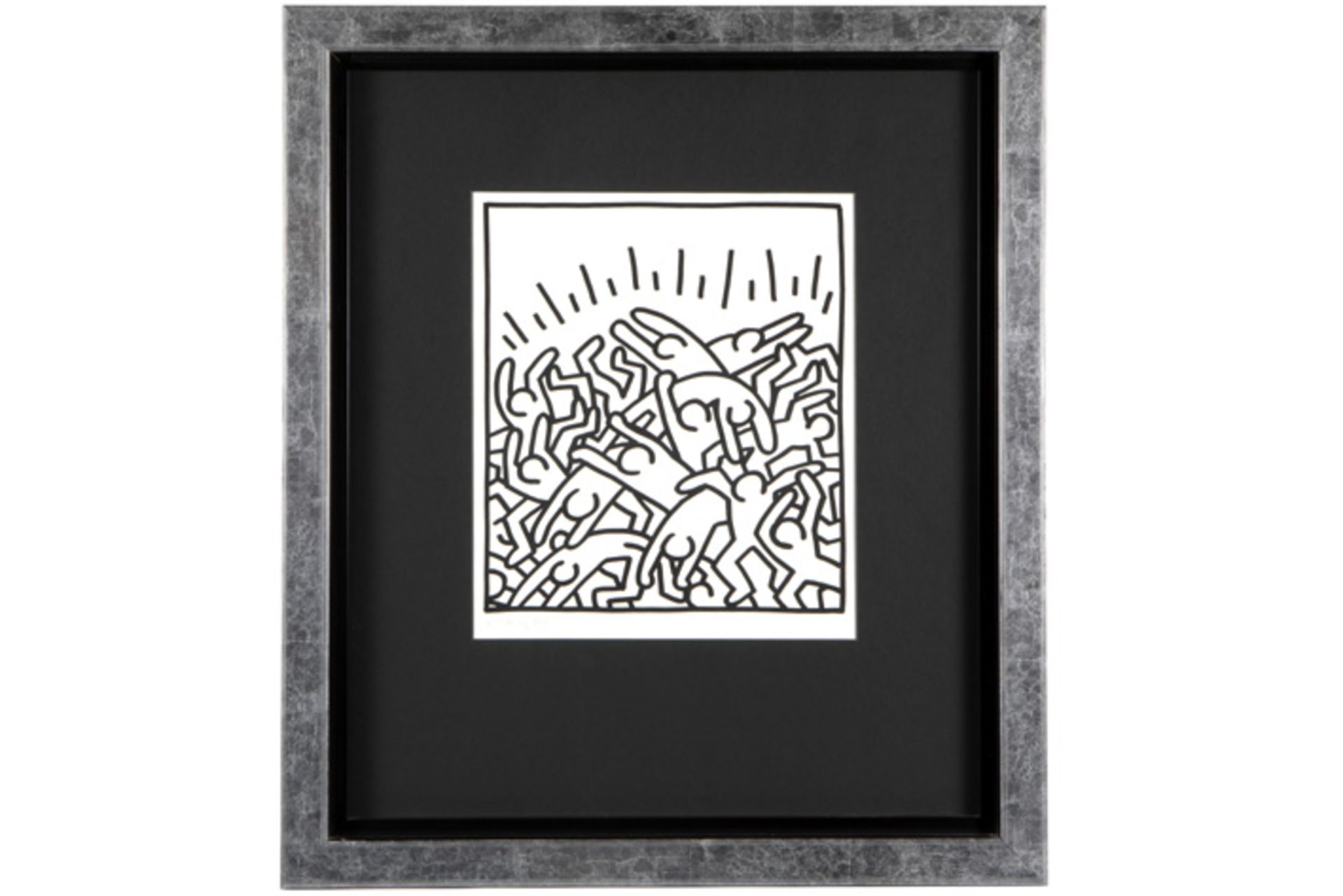 Keith Haring signed and (19)83 dated lithograph with on the back a attestation by the editor "Amelio - Image 3 of 4