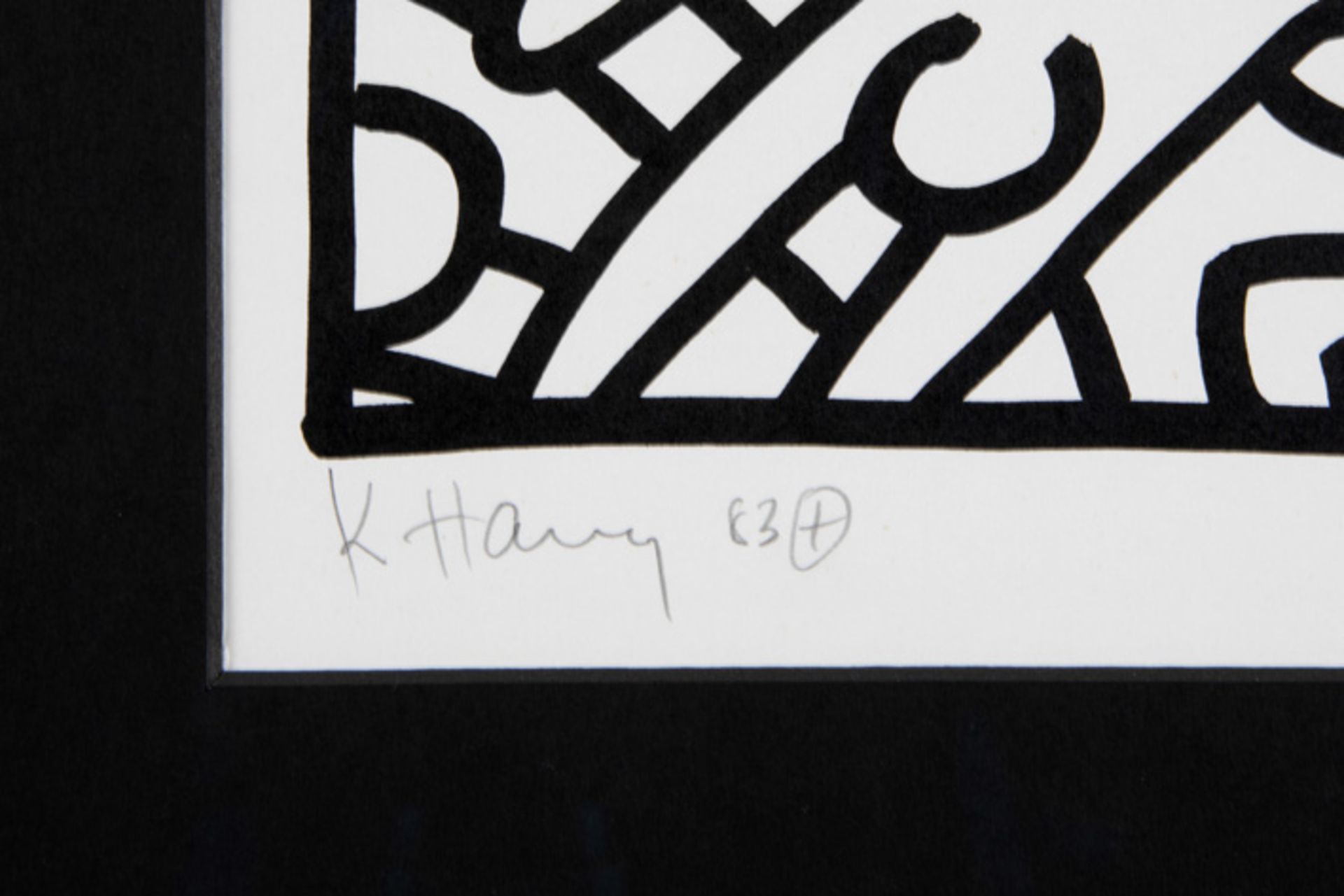 Keith Haring signed and (19)83 dated lithograph with on the back a attestation by the editor "Amelio - Image 2 of 4