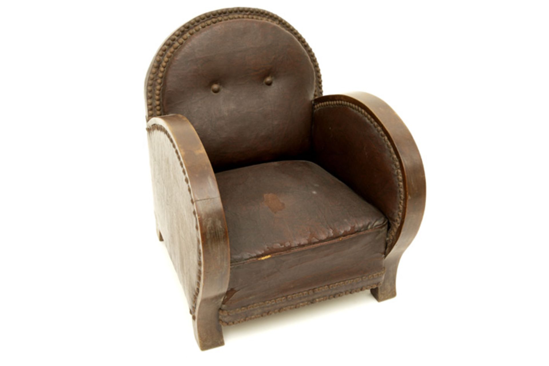 Art Deco child's armchair with frame in mahogany || Art Deco-kinderzeteltje met frame in acajou - ca