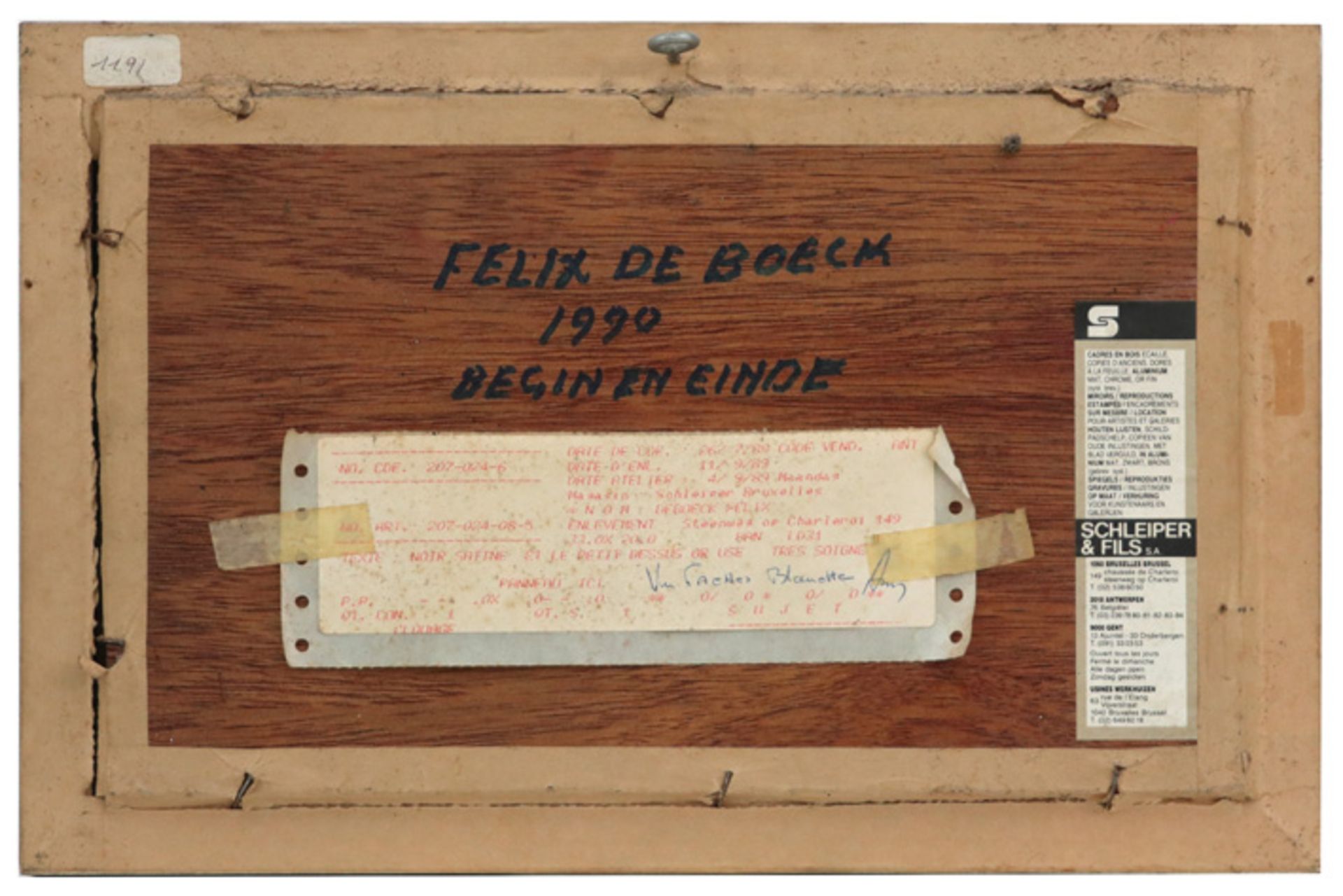 20th Cent. Belgian oil on panel - titled, signed Felix De Boeck and dated 1990 || DE BOECK FELIX ( - Image 3 of 3