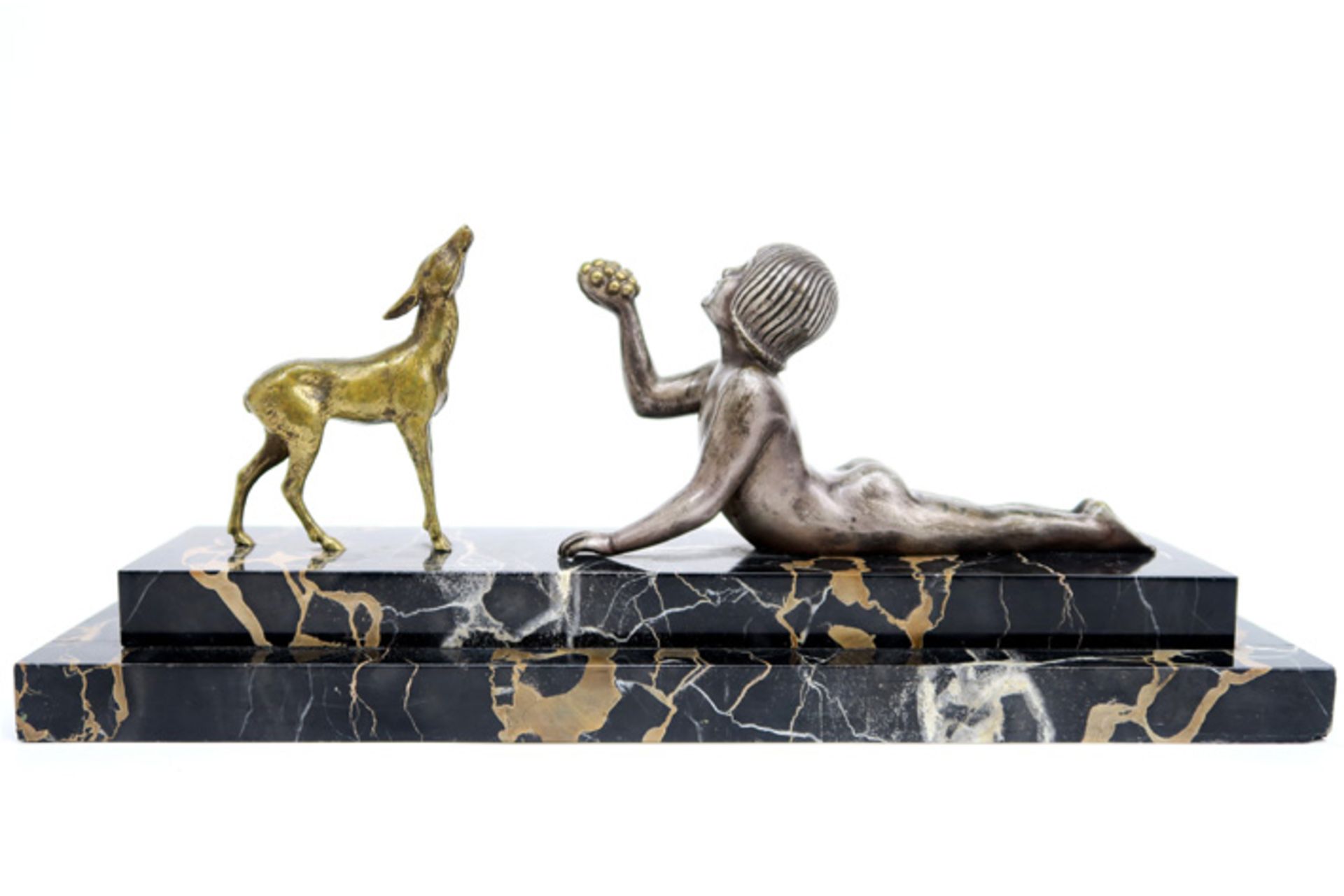 Zoltan Kovats signed double sculpture in bronze on a base in typical marble also with a "Editions