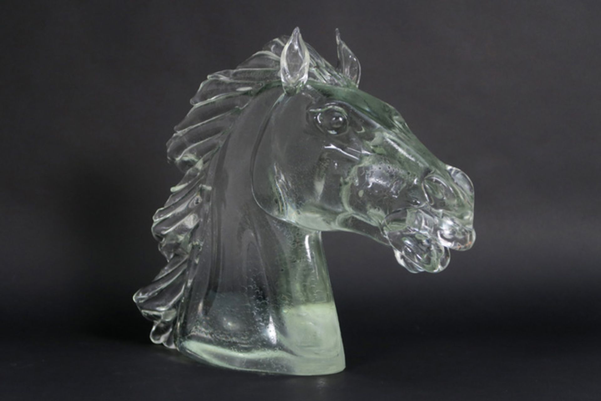 Arnaldo Zanella "horse head" sculpture in glass by vetreria Franco Schiavon, Murano - signed || - Bild 3 aus 4