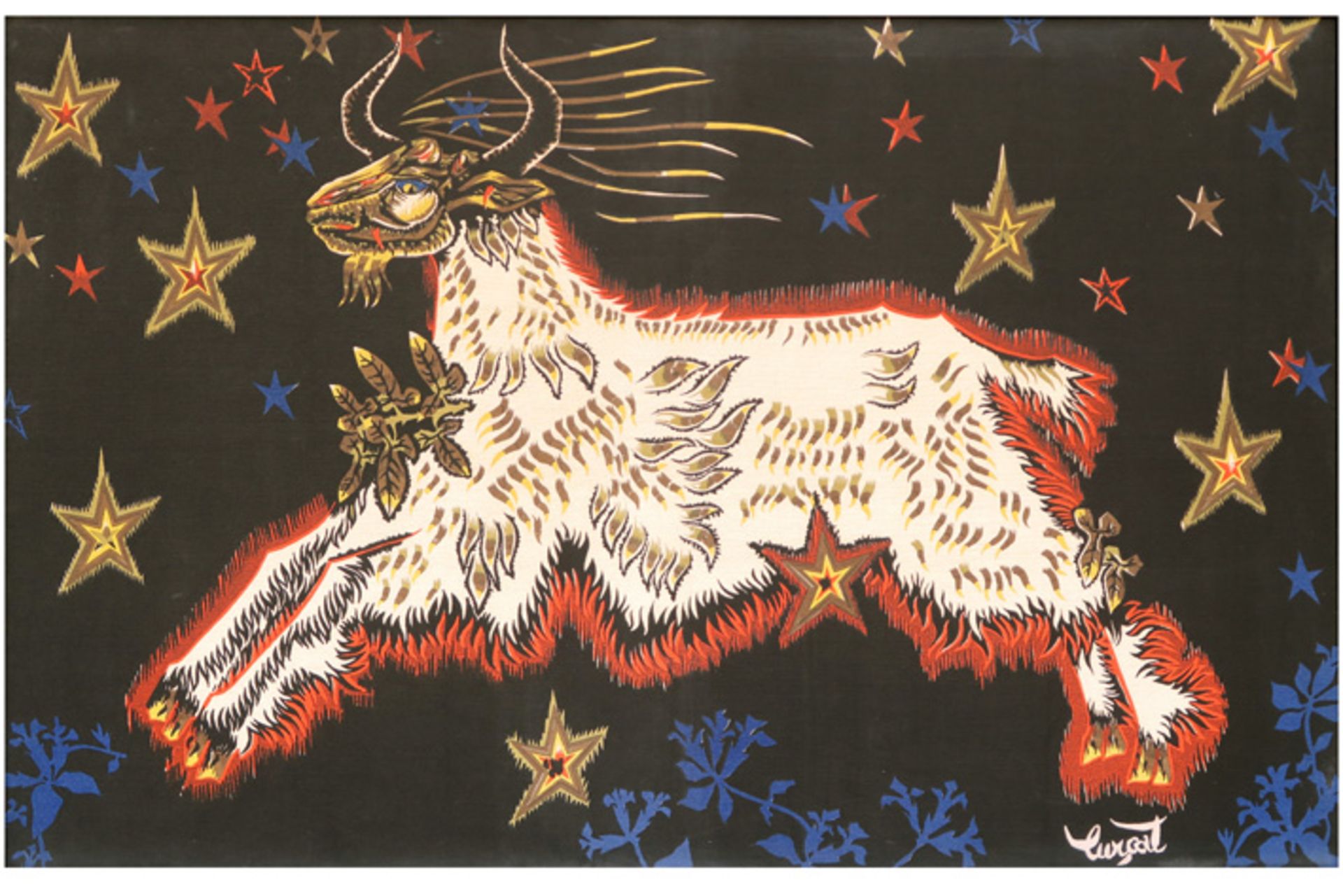 Jean Lurçat signed "The goat with the stars" tapestry || LURÇAT JEAN (1892 - 1966) wandtapijt