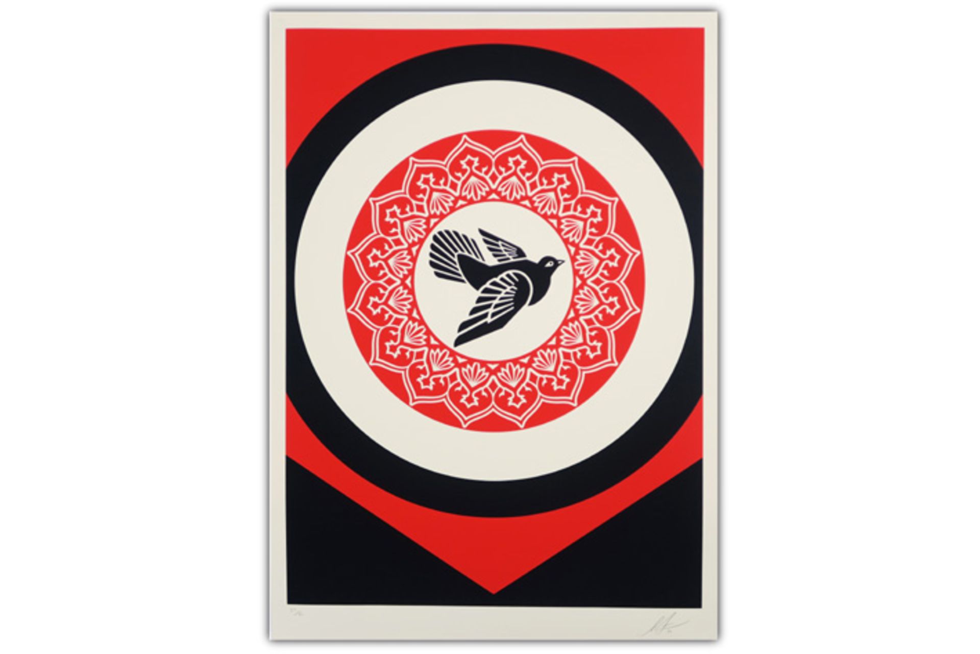 OBEY signed "Rise from the Ashes" screenprint with ashes from Iraqi Kurdistan - dated 2020 ||