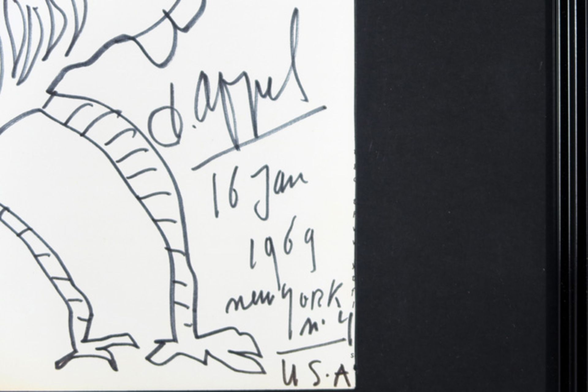 Karel Appel signed drawing with a dedication dated January the 16th of 1969 New York || APPEL - Bild 2 aus 3