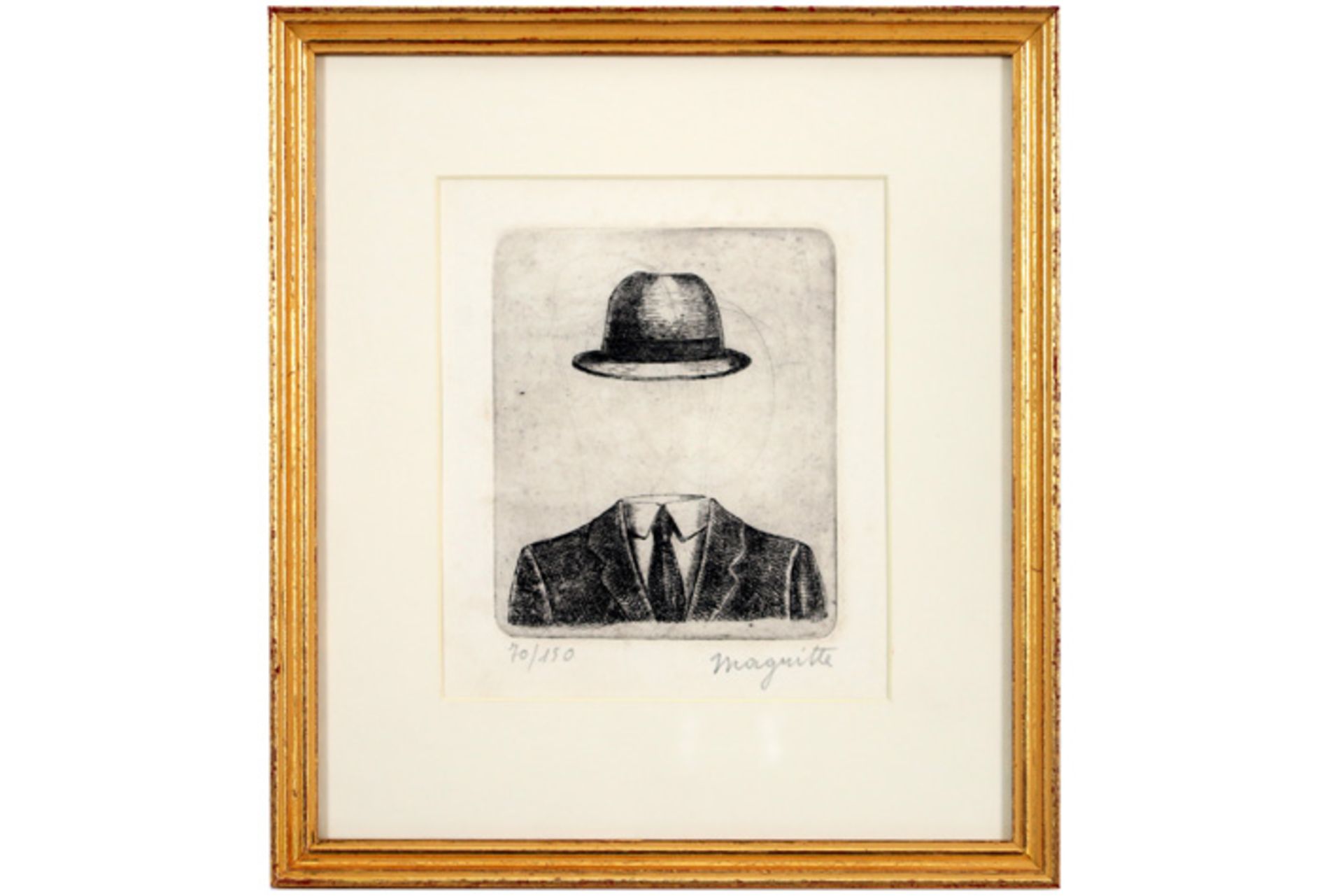 surrealistic etching after René Magritte- signed || MAGRITTE RENÉ (1898 - 1967) - naar : ets n° 70/ - Image 3 of 3