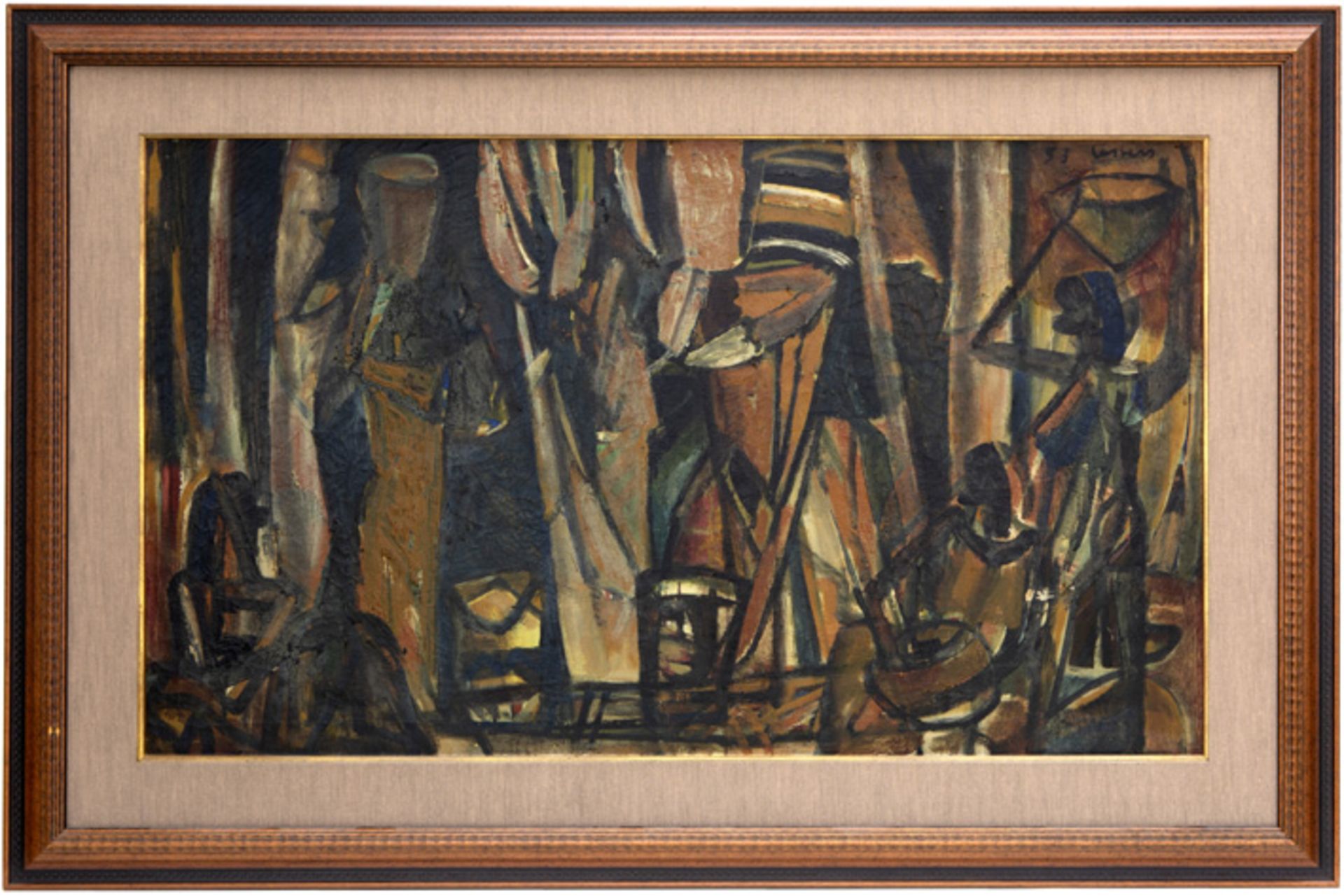 mid 20th Cent. Belgian typical Floris Jespers "African period" oil on canvas - signed and dated 1953 - Image 3 of 4