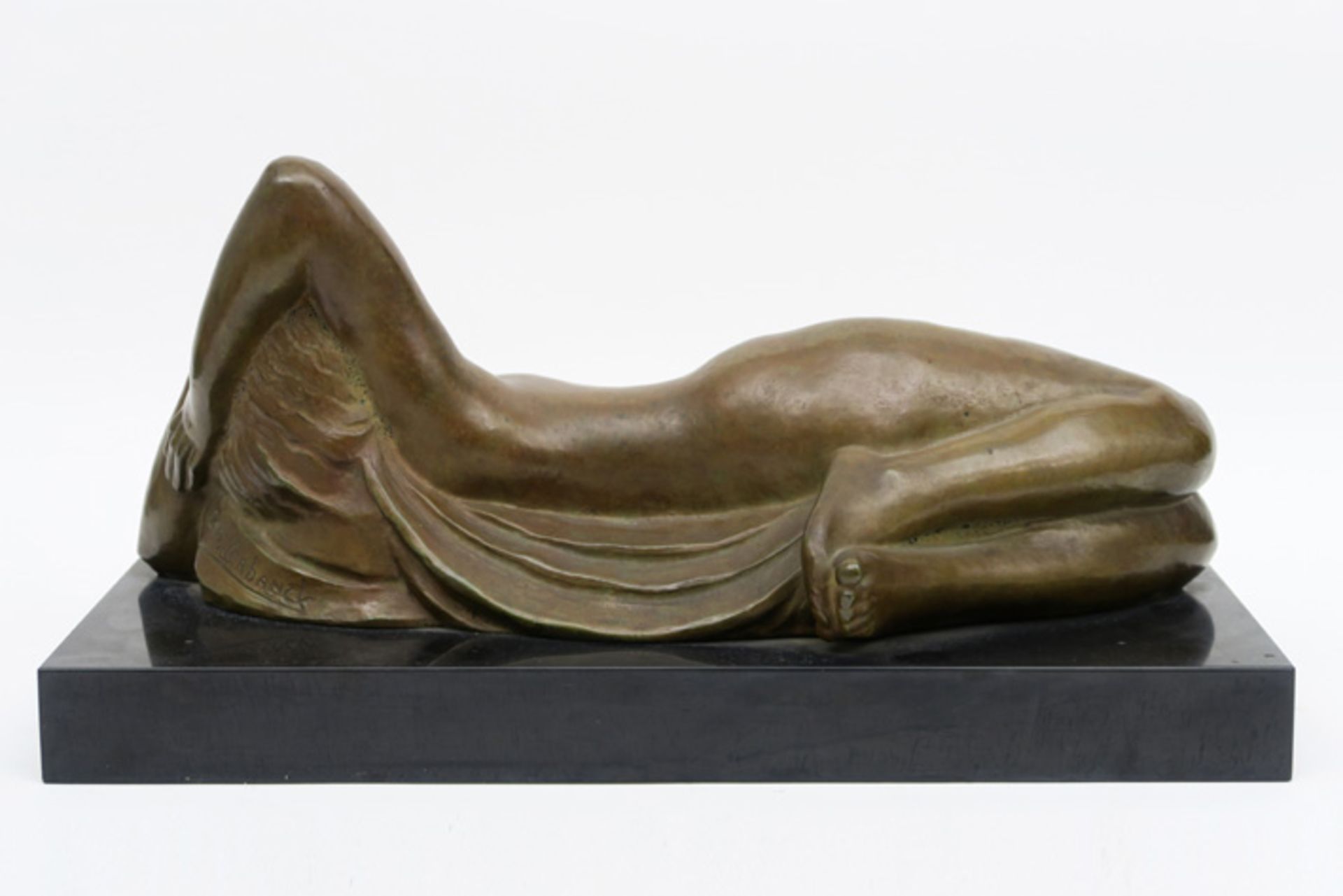 20th Cent. Belgian "reclining nude" sculpture in bronze - signed Geo Verbanck and with foundry - Bild 2 aus 4