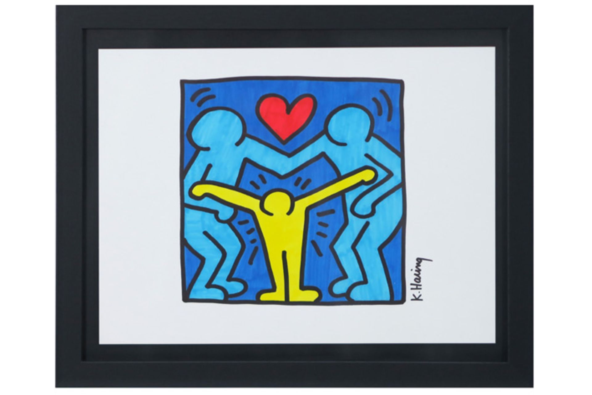 Keith Haring signed drawing in colors - with on the back an authentication by the Keith Haring - Image 4 of 4