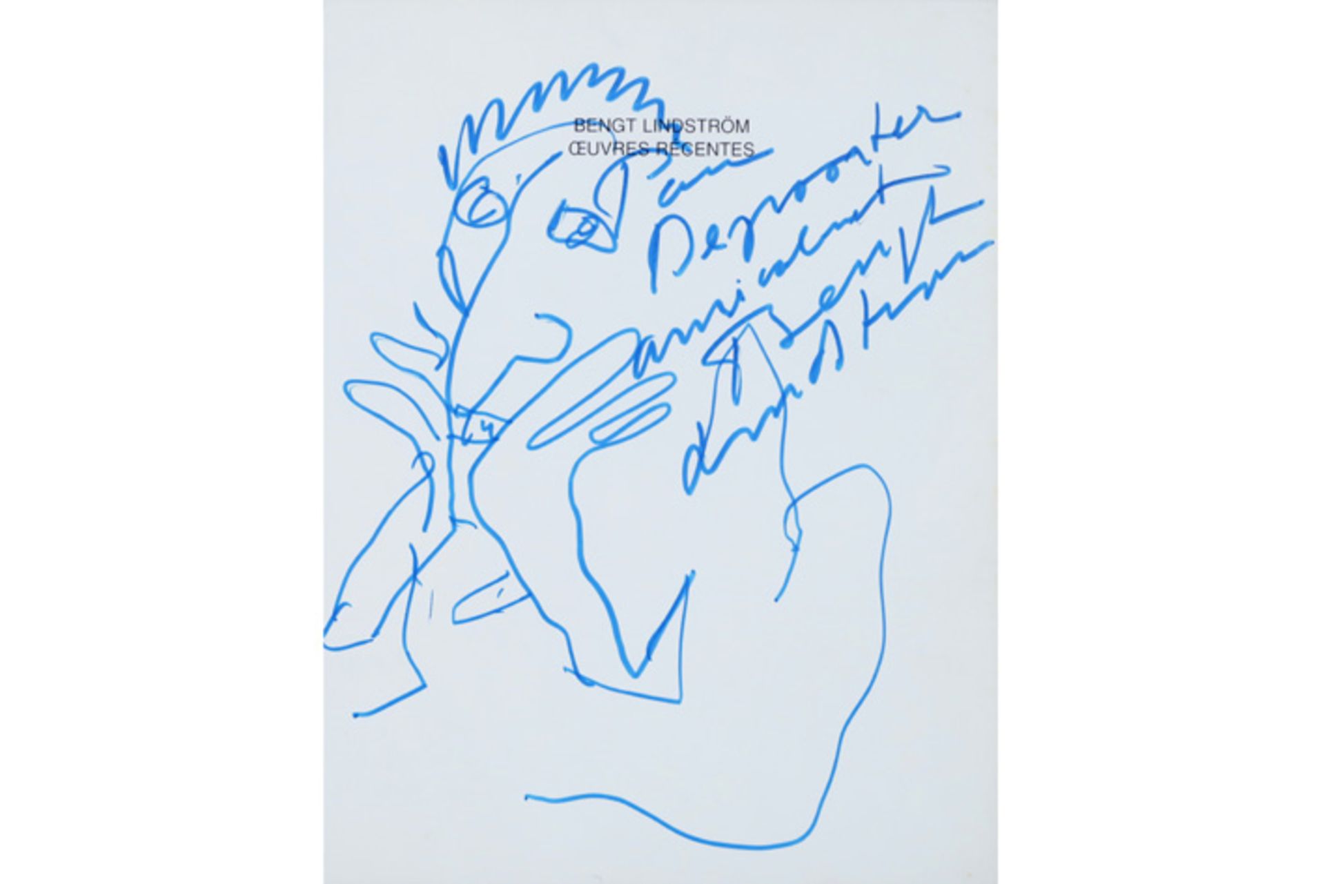 Bengt Lindström signed drawing with a dedication "Pour Depoorter" || LINDSTRÖM BENGT (1925 - 2008)