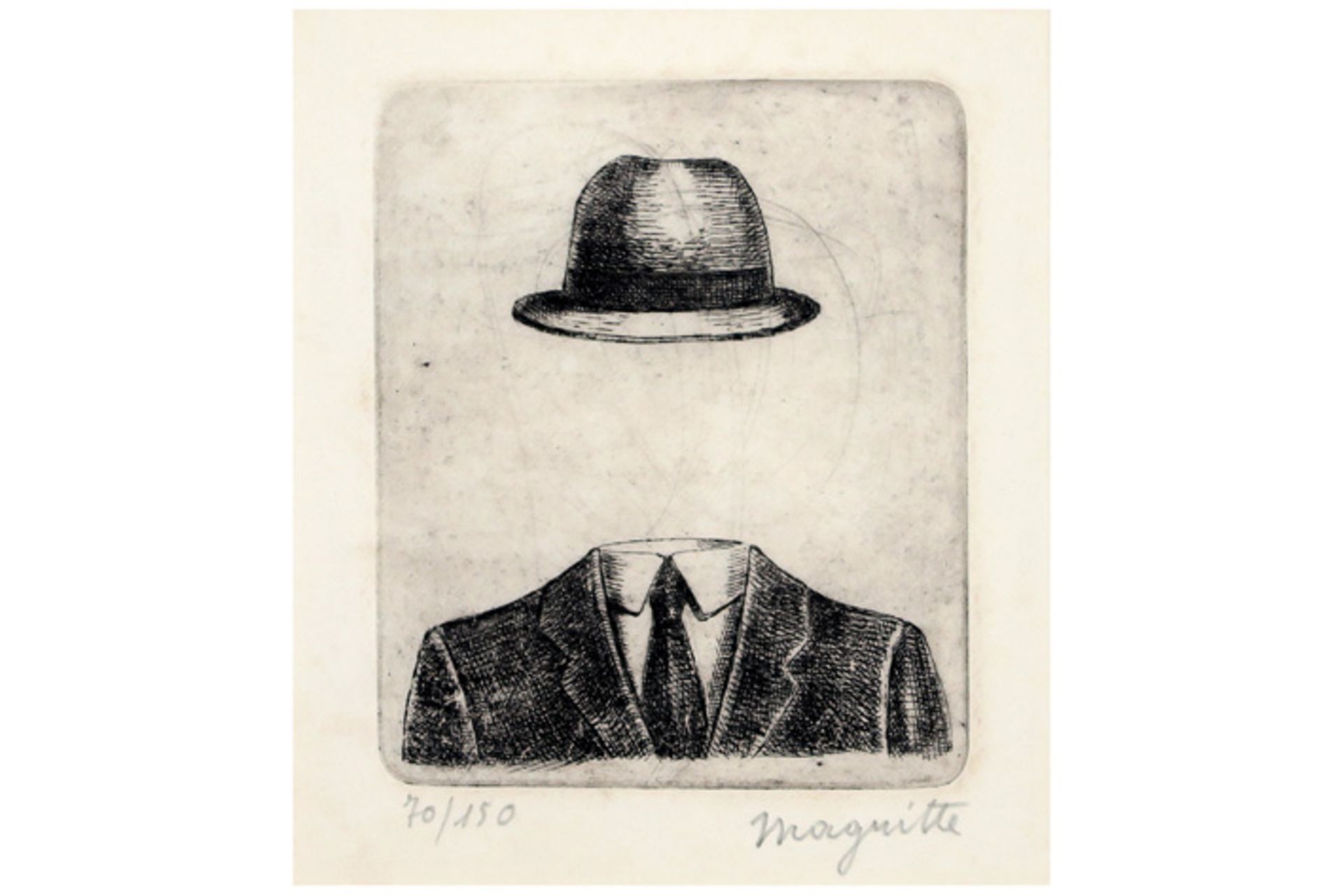 surrealistic etching after René Magritte- signed || MAGRITTE RENÉ (1898 - 1967) - naar : ets n° 70/