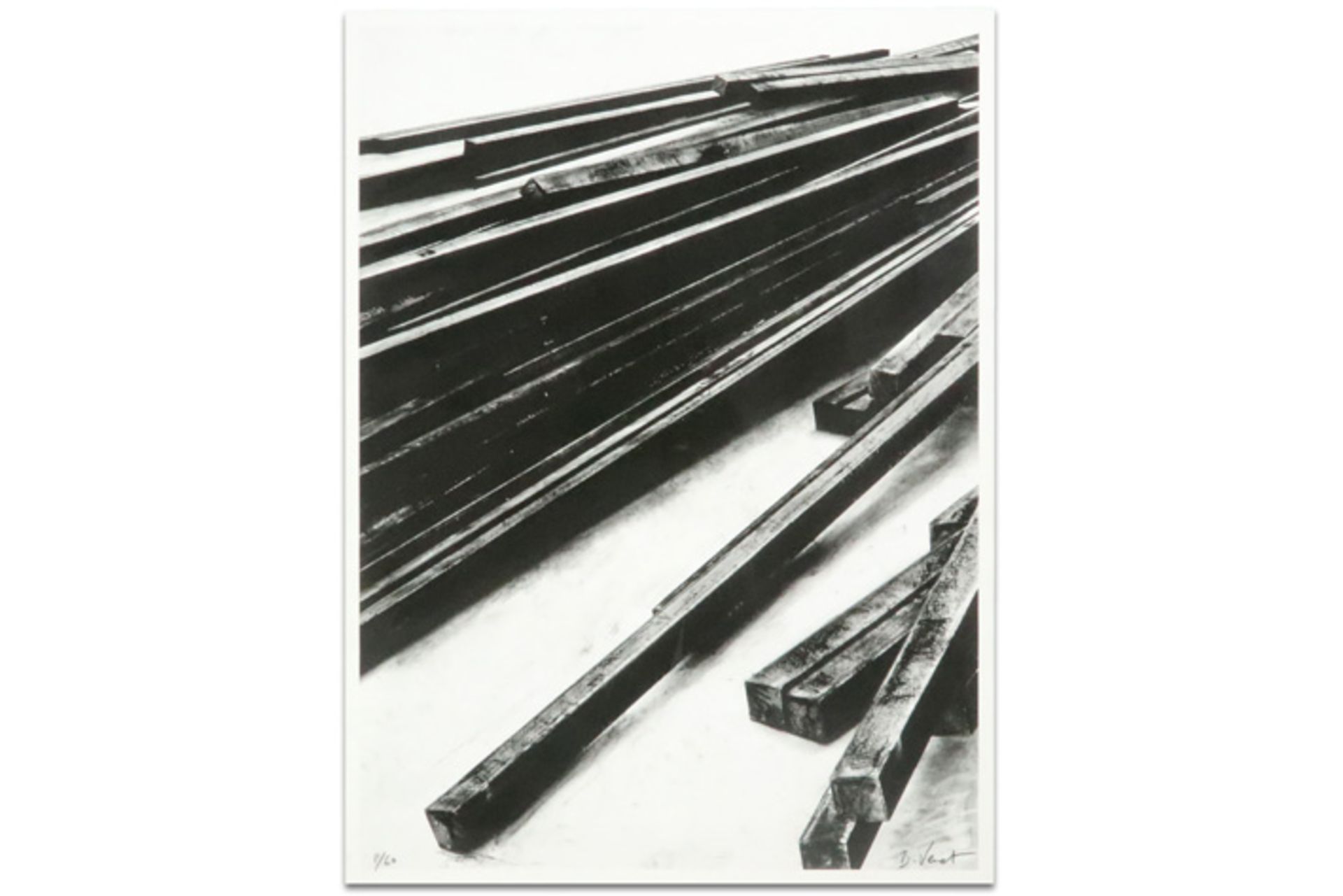 quite large Bernar Venet serigraphy with a typical composition - signed || VENET BERNAR (° 1941)