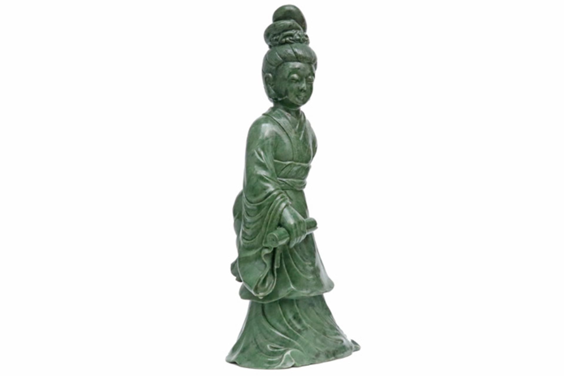 Chinese stone "Court Lady" sculpture || Chinese sculptuur in Honan-jade : "Hofdame" - hoogte : 61, - Image 3 of 5