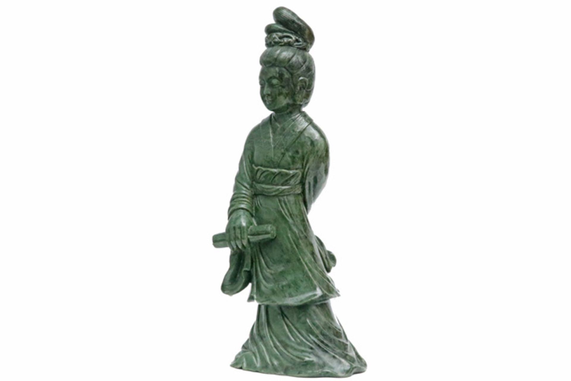Chinese stone "Court Lady" sculpture || Chinese sculptuur in Honan-jade : "Hofdame" - hoogte : 61, - Image 2 of 5