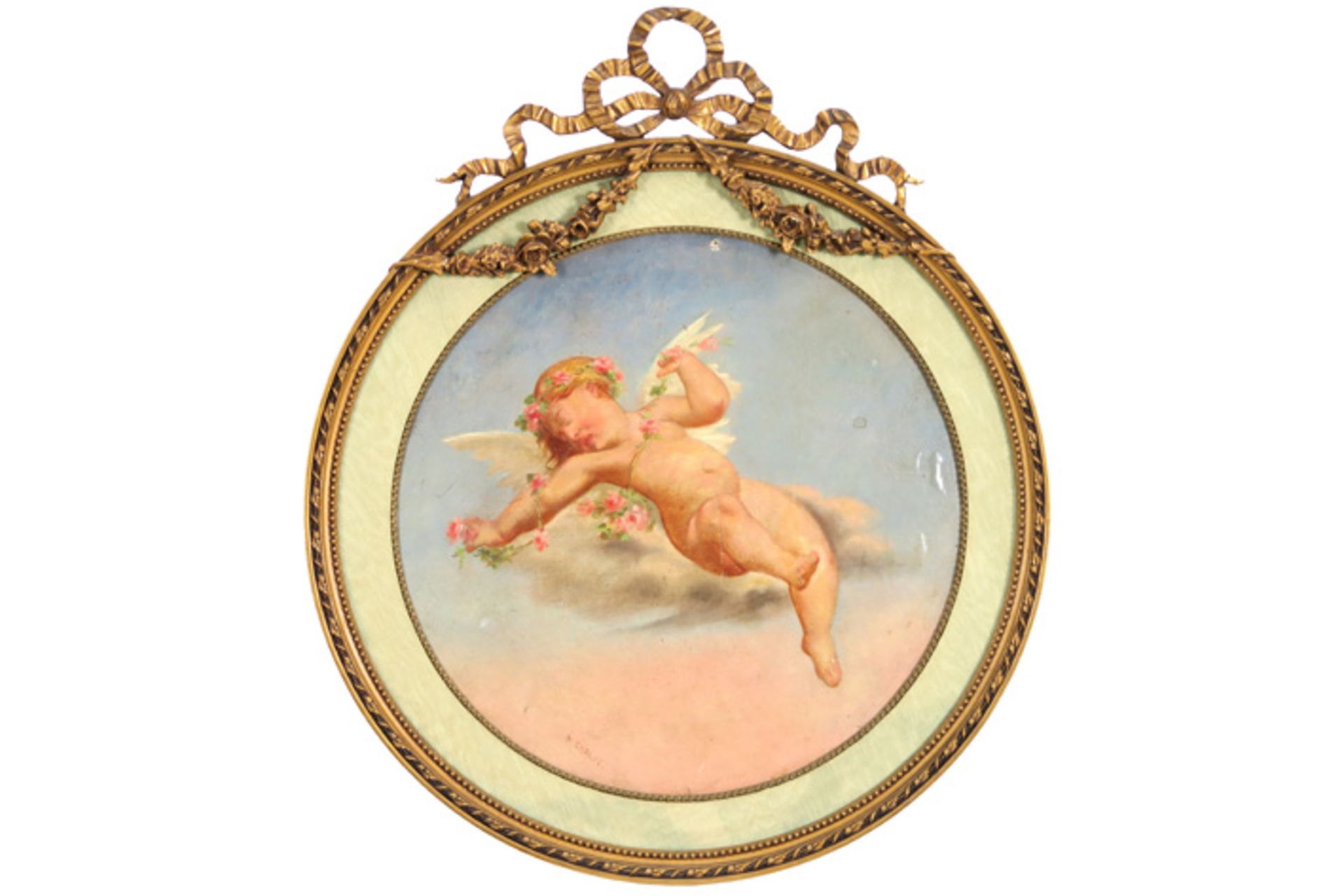 19th Cent. French round oil on canvas - signed Antoine Chalot || CHALOT ANTOINE (1825 - ca 1880) - Image 3 of 4