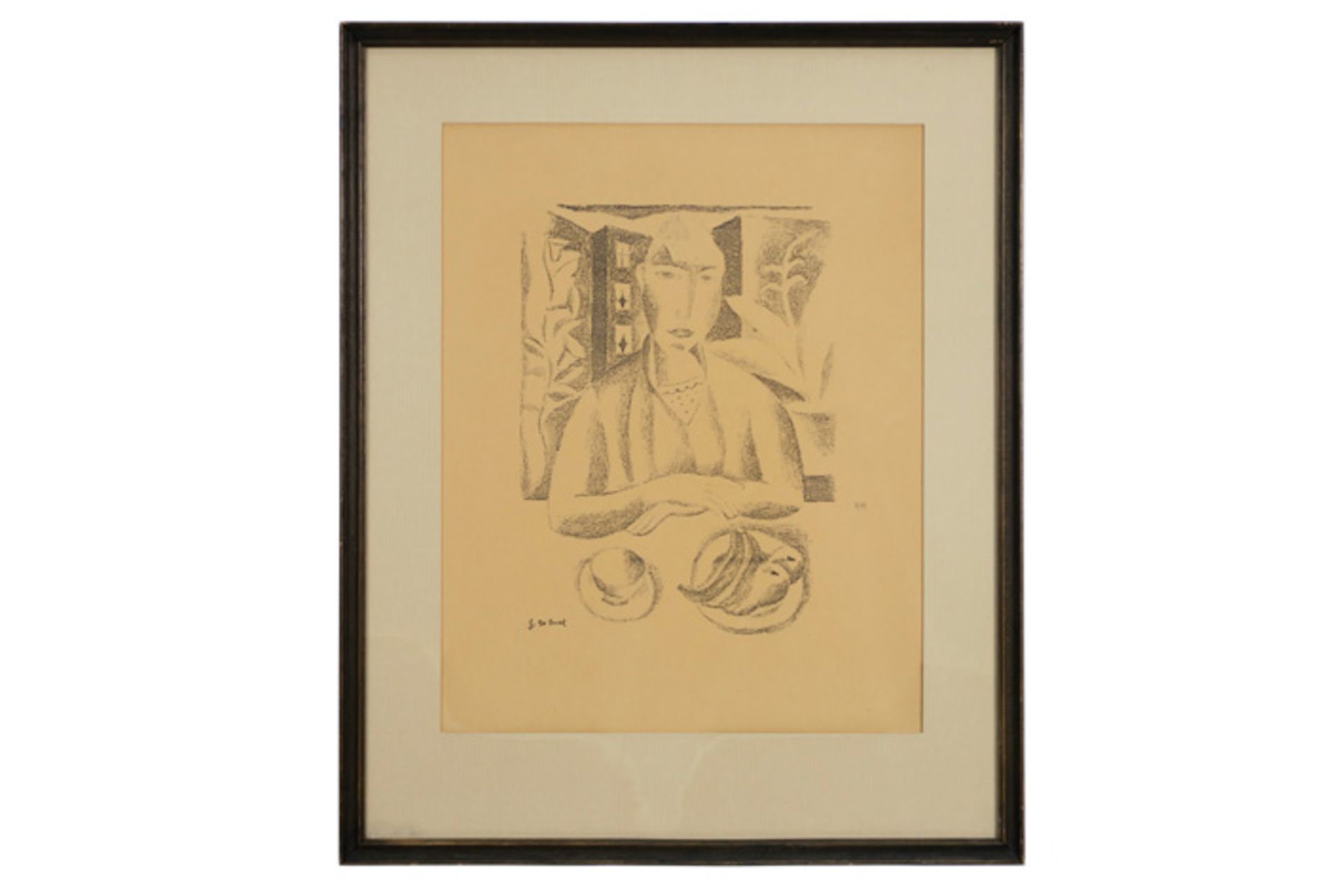 lithograph - signed Gust(ave) De Smet in the print || DE SMET GUST(AVE) (1877 - 1943) litho : "Vrouw - Image 3 of 3