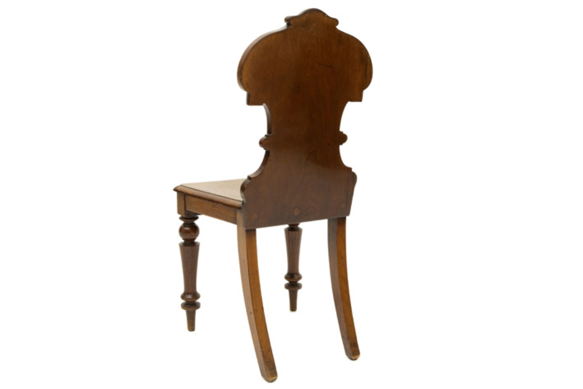 19th Cent. English mahogany hall or butler's chair || Negentiende eeuwse Engelse "hall-" of " - Image 2 of 2