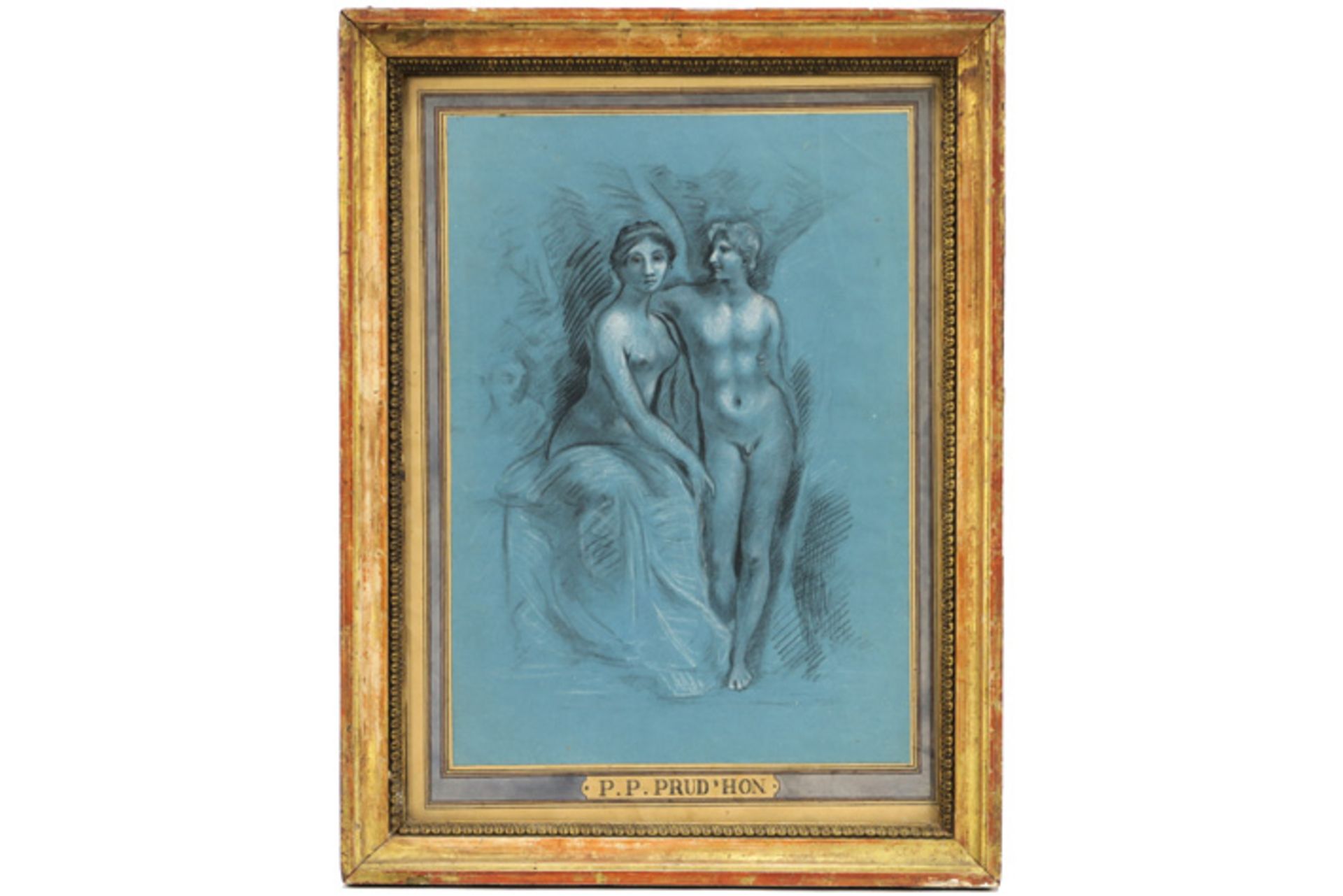 six drawings (two on blue paper) each with figures attributed to/ cercle of Pierre-Paul Prudhon || - Image 3 of 7