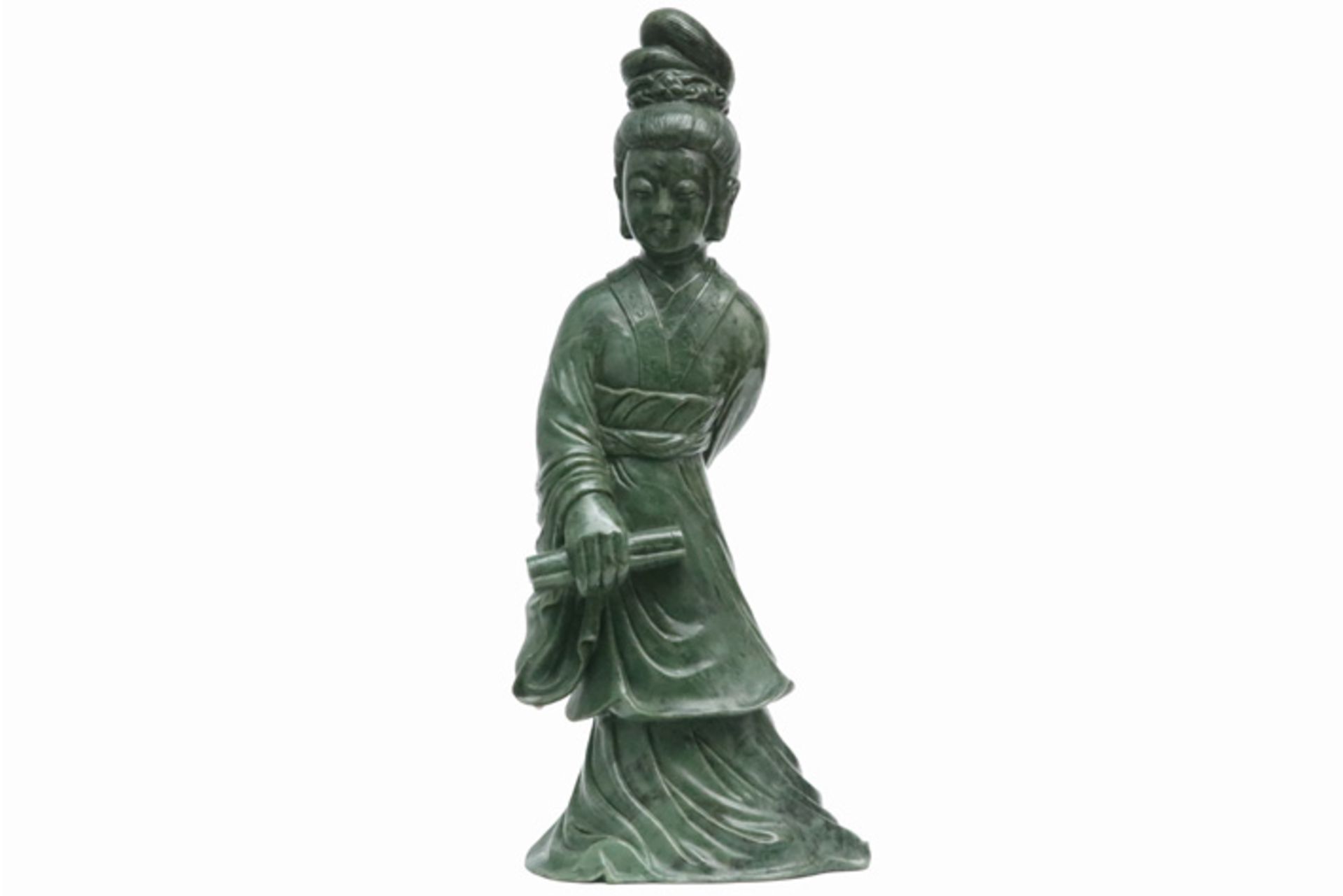 Chinese stone "Court Lady" sculpture || Chinese sculptuur in Honan-jade : "Hofdame" - hoogte : 61,