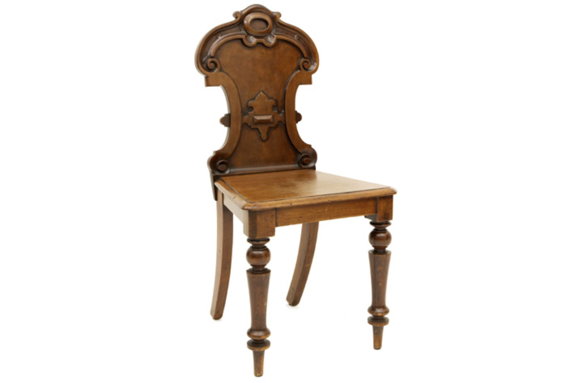 19th Cent. English mahogany hall or butler's chair || Negentiende eeuwse Engelse "hall-" of "