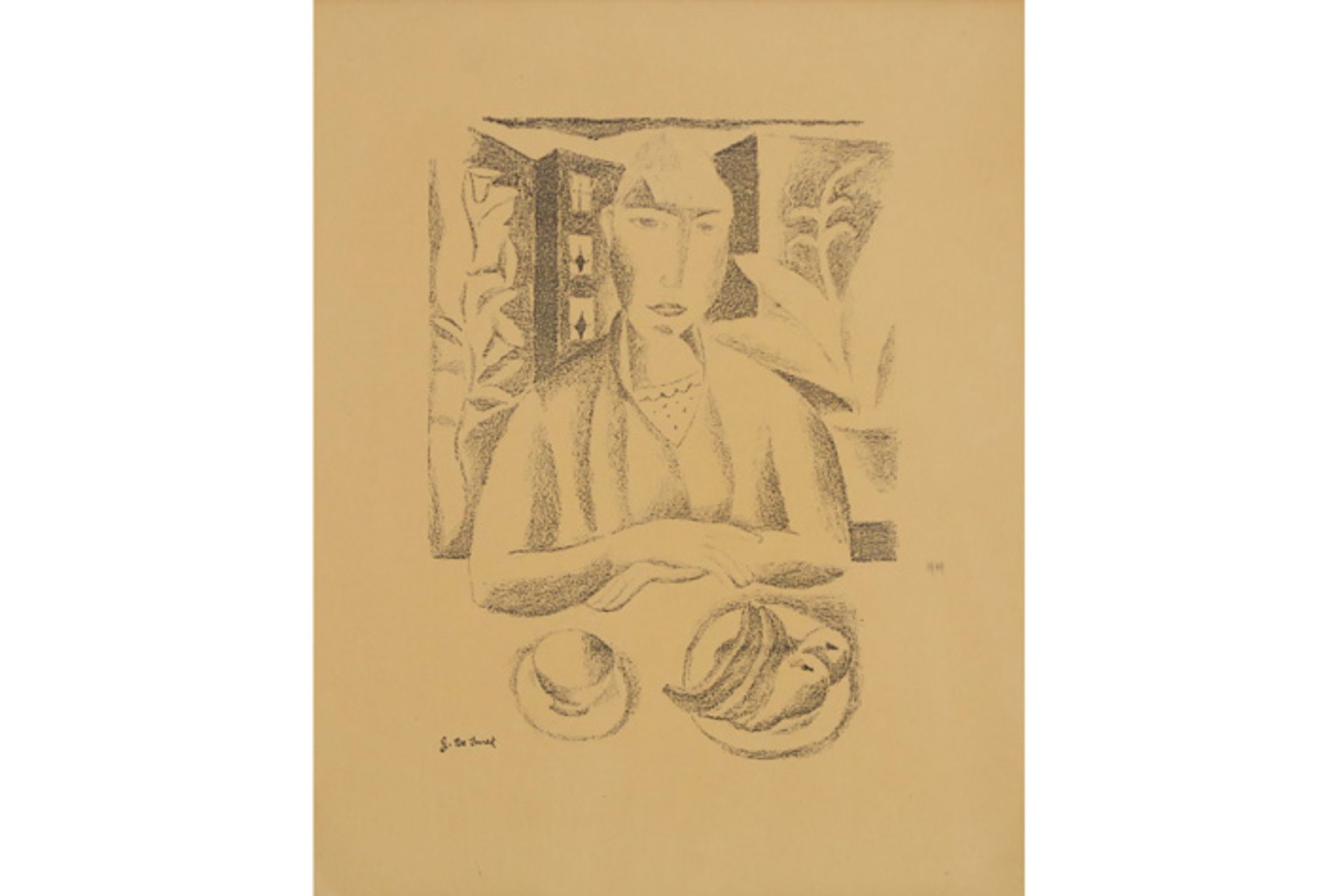 lithograph - signed Gust(ave) De Smet in the print || DE SMET GUST(AVE) (1877 - 1943) litho : "Vrouw