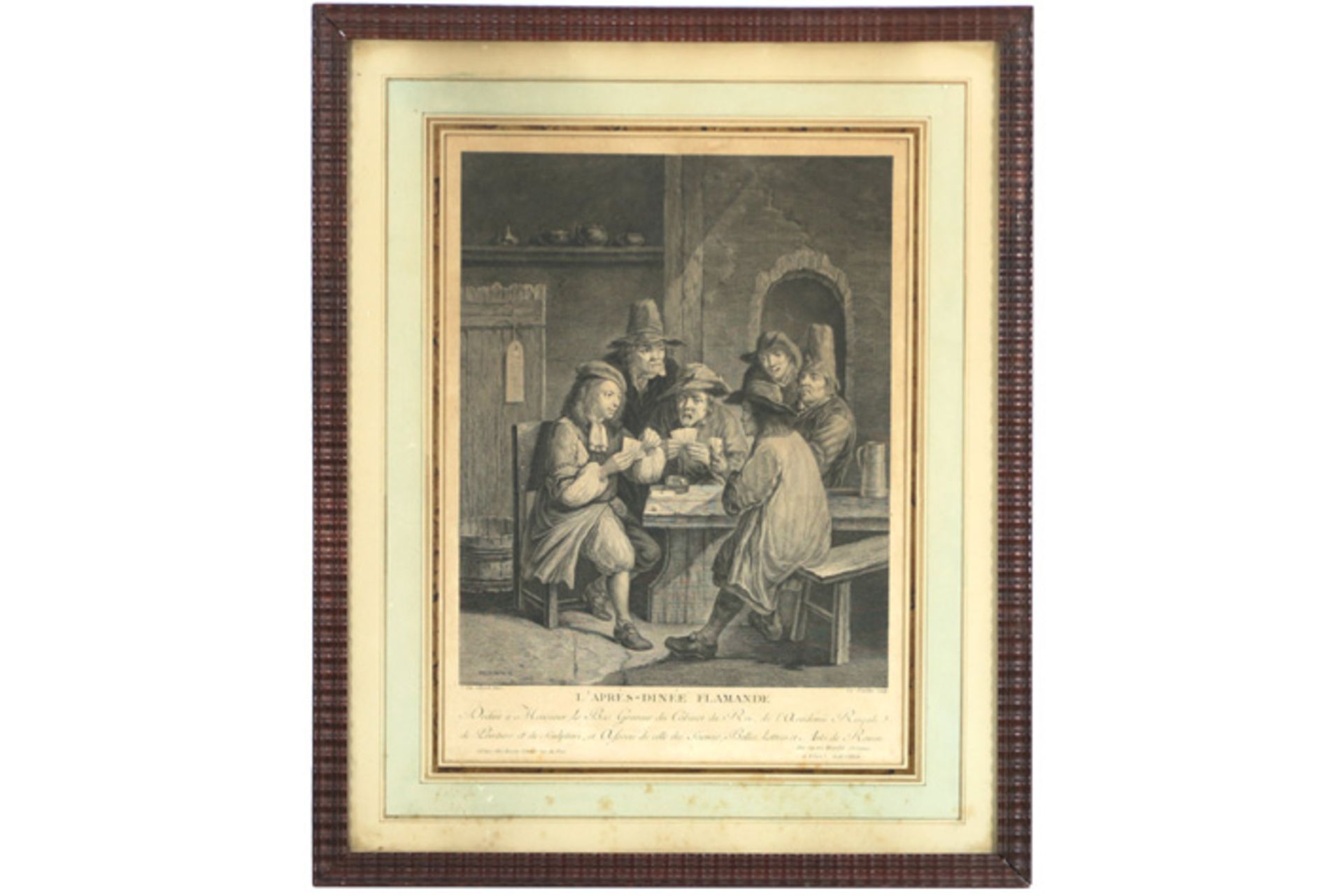 antique etching after a work by Tilborch || GAUCHER CHARLES-ÉTIENNE (1741 - 1802/04) antieke - Image 3 of 3