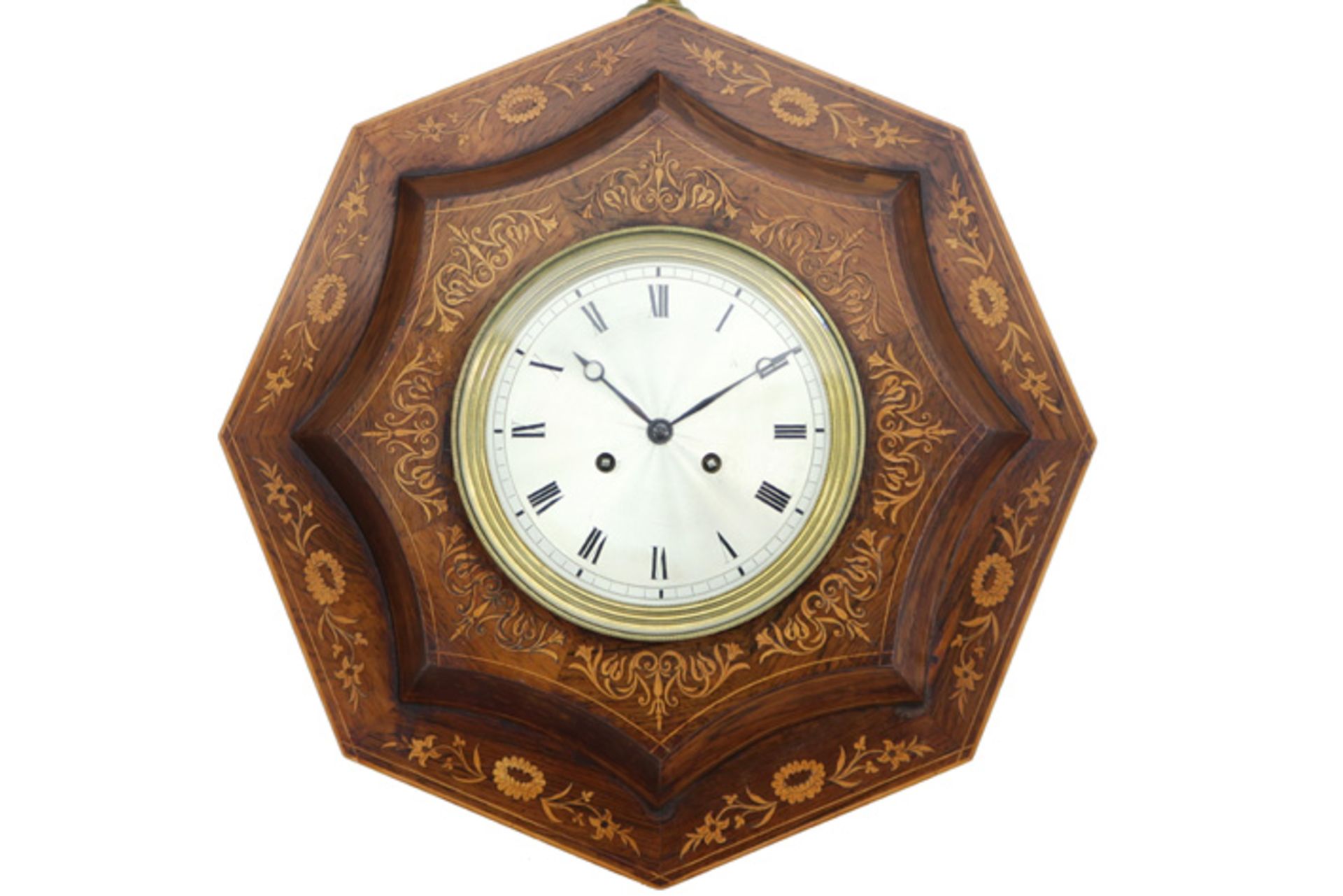 19th Cent. Charles X period wall clock with an octogonal case in marquetry and with a "Legrand - Bild 2 aus 5