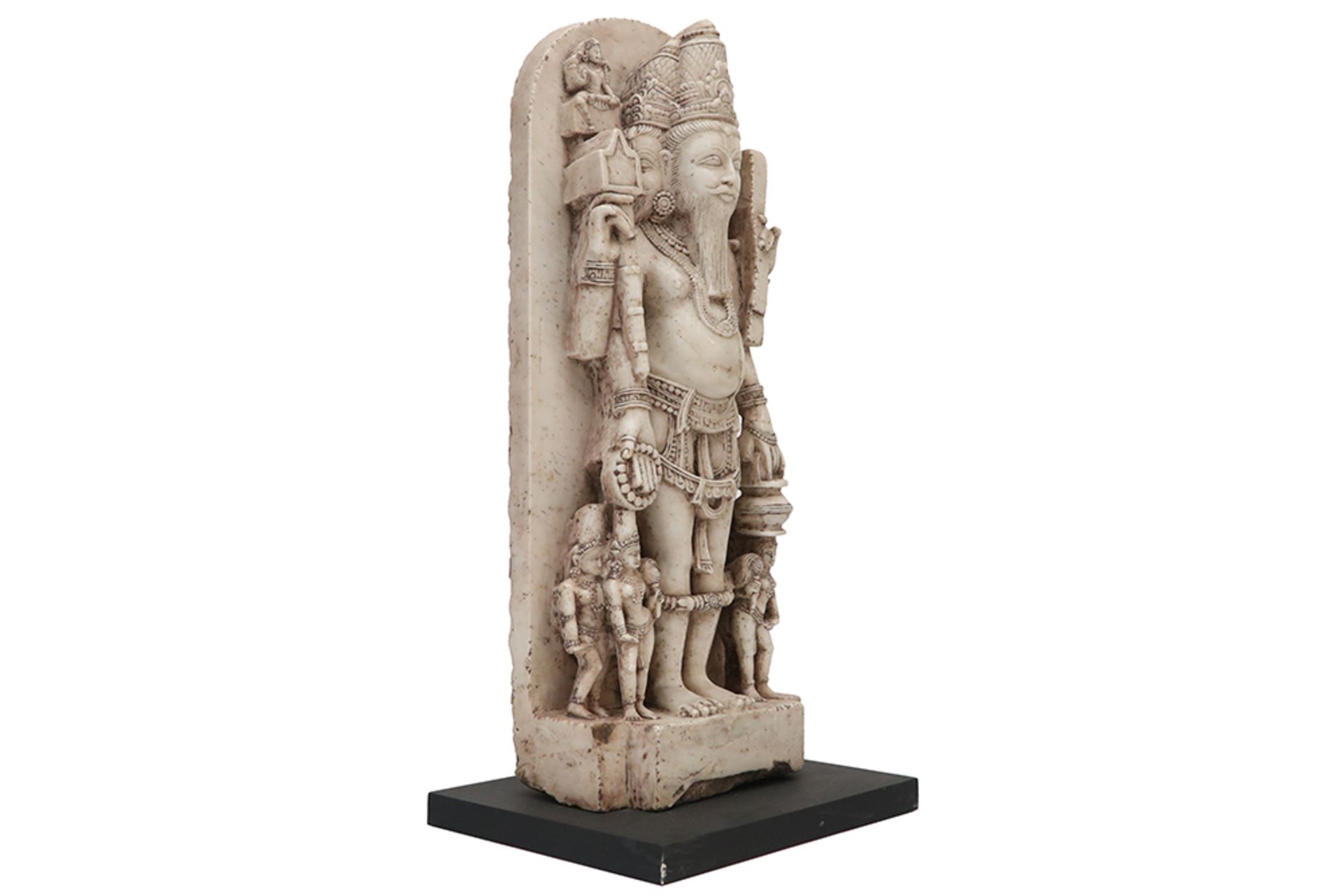 12th Cent. northern Indian three headed and four armed "Brahma Trimuti" sculpture in marble || - Image 2 of 4