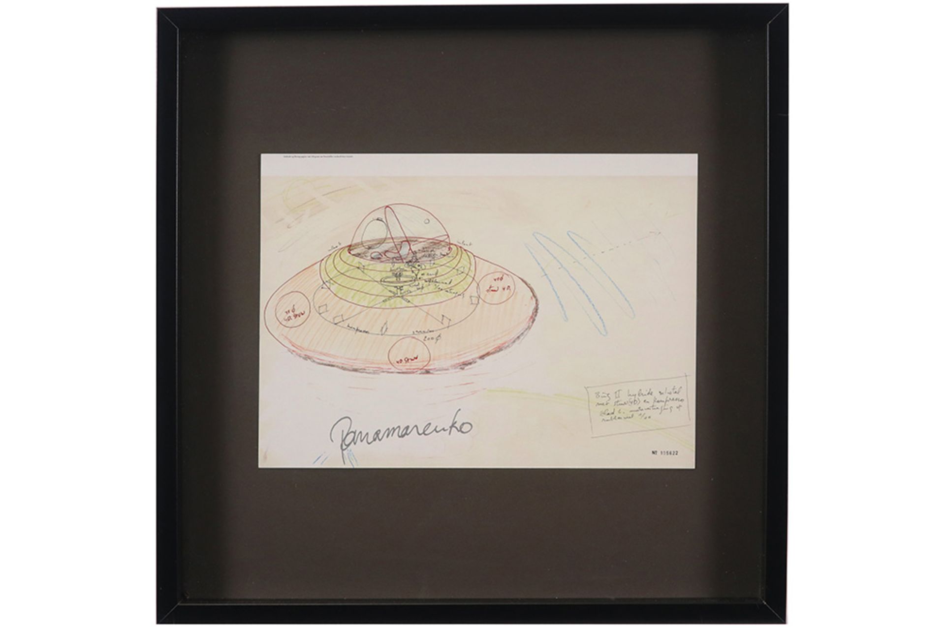 Panamarenko "Bing II hybrid dish" print in colors - signed in the print sold with the paper dd - Image 3 of 3