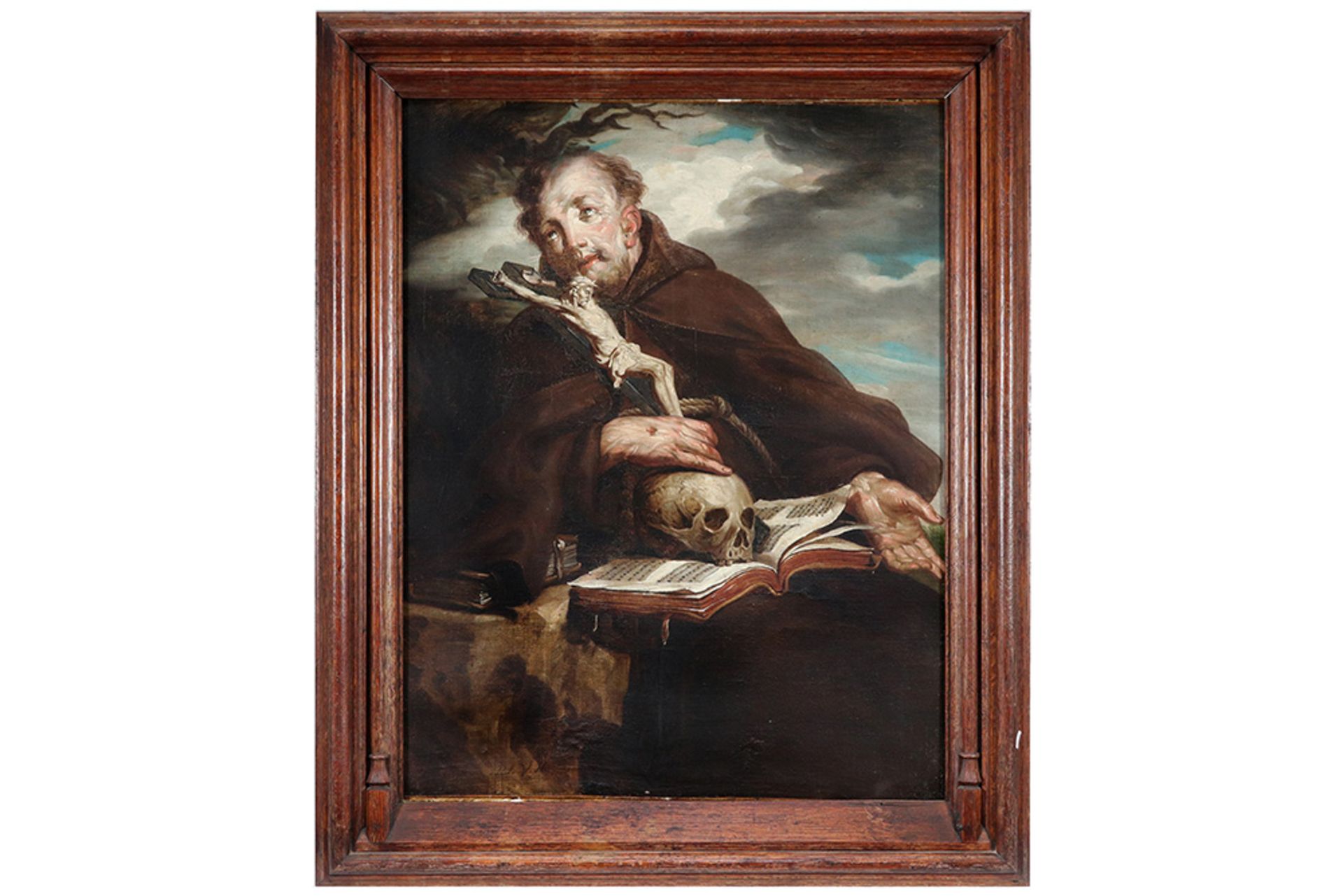 18th Cent. oil on canvas with the representation of Saint Franciscus - with the monogram of Pierre - Image 3 of 4