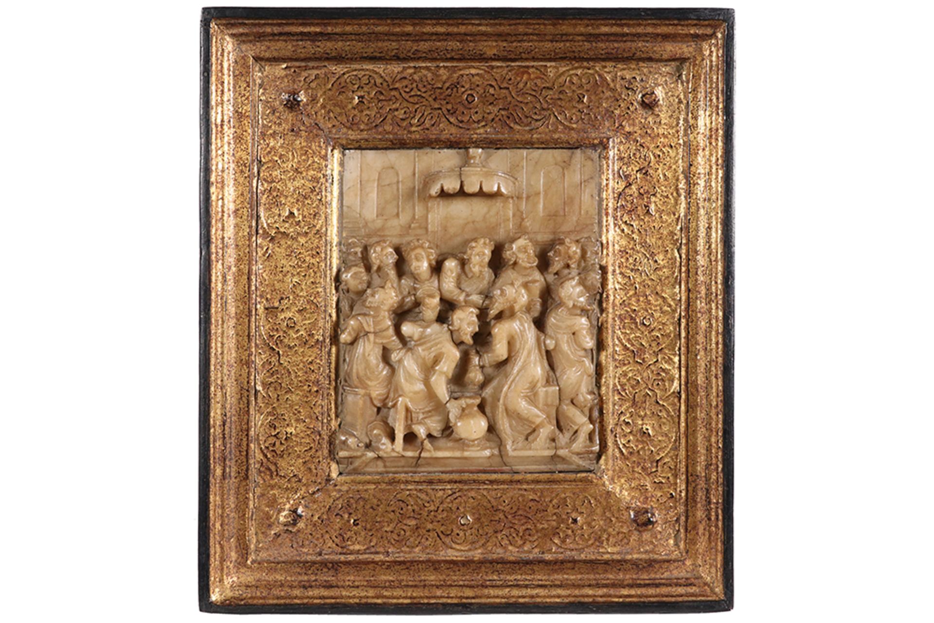 16th/17th Cent. Flemish alabaster relief from Malines with the representation of "The Last Supper" -