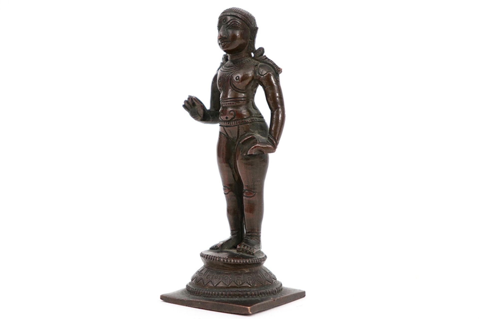 small 18th/19th South Indian Dravidian Hindu God sculpture in bronze || ZUID-INDIA - 18°/19° EEUW - Image 2 of 3